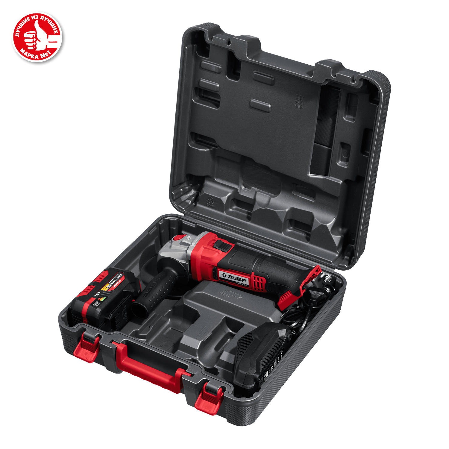 ЗУБР С1-18, 18 В, 125 мм, 1 АКБ (4 А·ч), УШМ, кейс (УШМ-18-125-41)