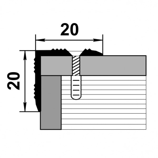 Порог алюминиевый  ПУ-05 20x20x900 мм, окрашенный в серебро