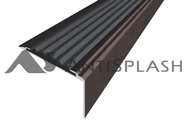 Алюминиевый угол-порог АУ-38, 38x20 мм коньяк матовое 2700мм черная вставка