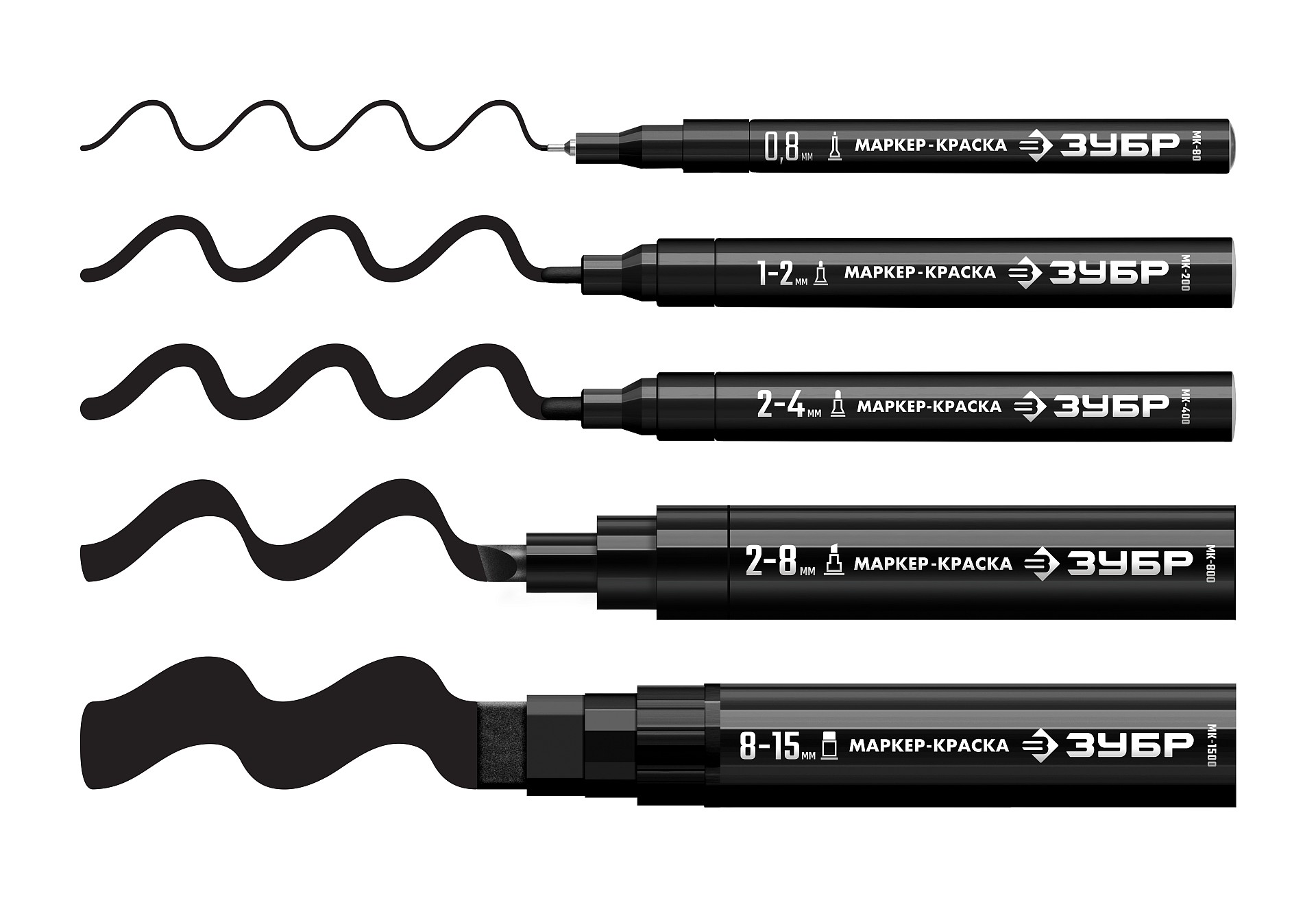 ЗУБР МК-400 черный, 2-4 мм маркер-краска (06325-2)