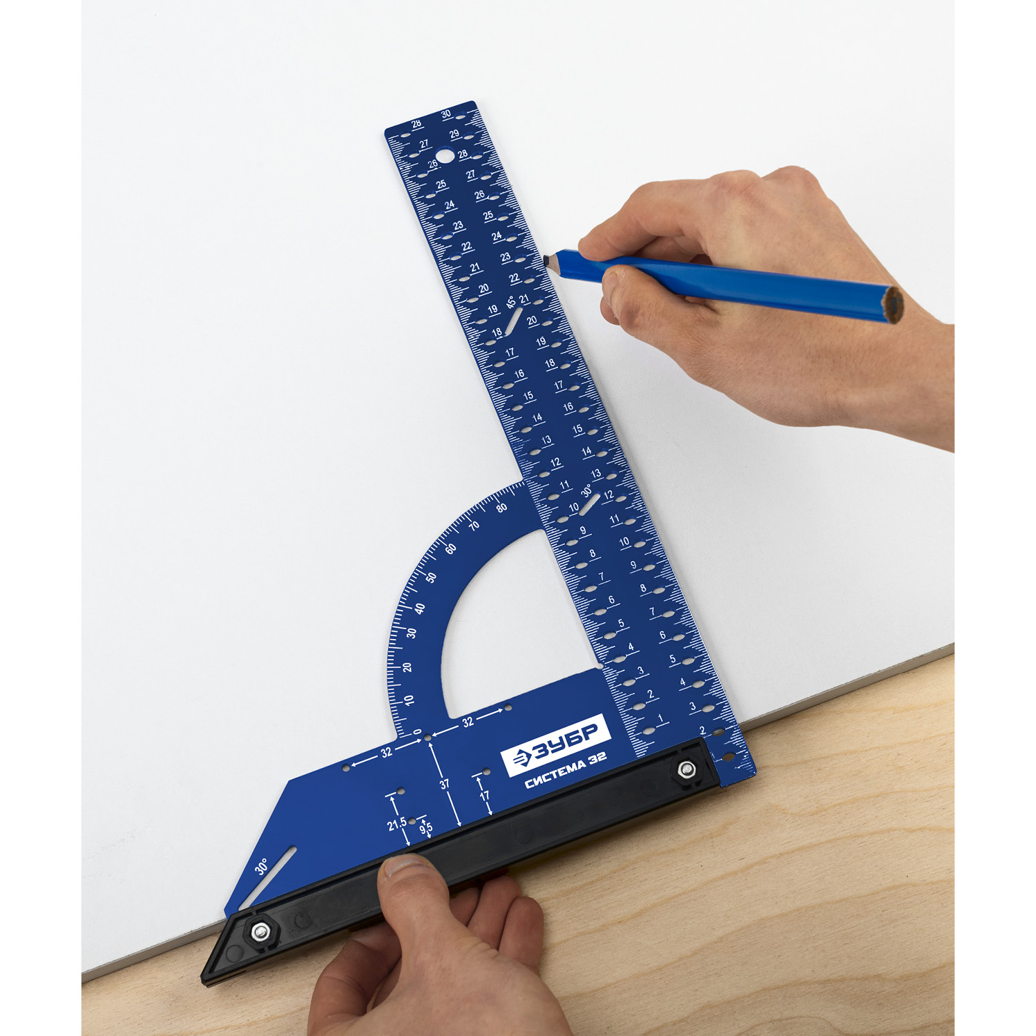 ЗУБР Система-32, разметочный мебельный угольник, Профессионал (34398-30)