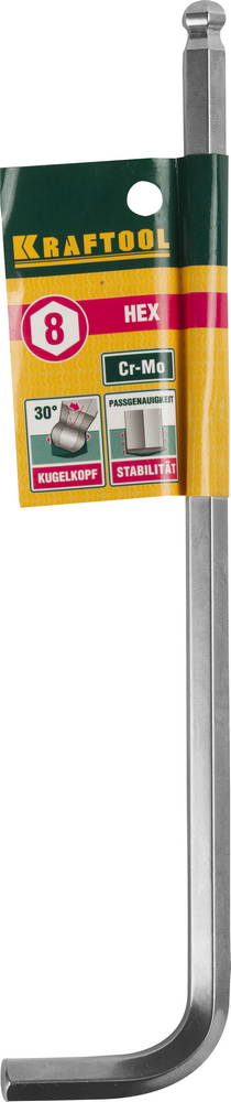 KRAFTOOL HEX-Ball 8 мм, шестигранный ключ с шаром, Cr-Mo (27437-8)