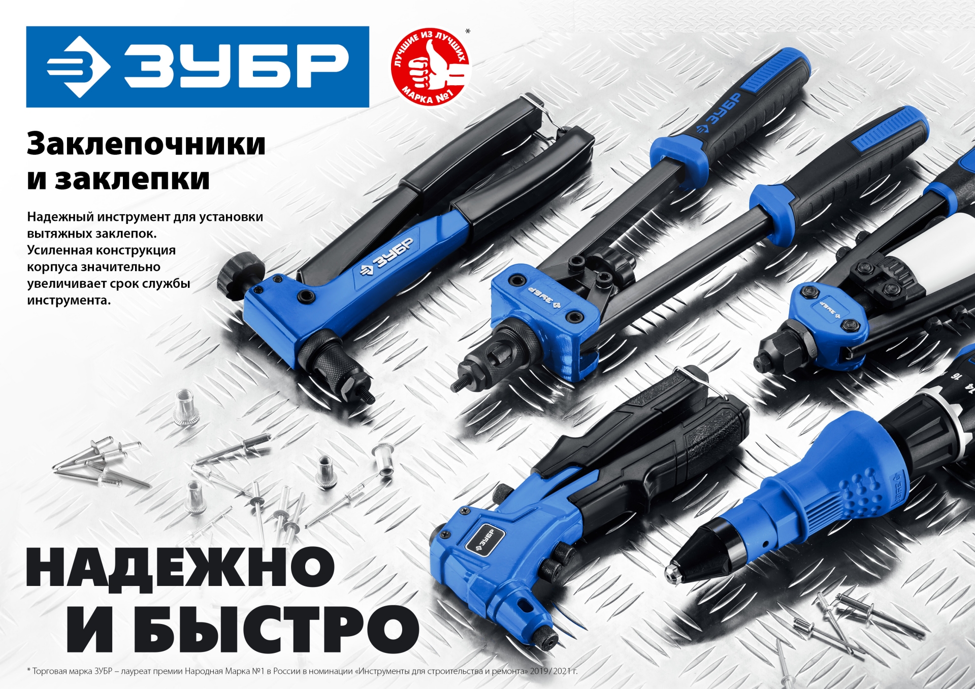ЗУБР К-М6, 2 вида заклёпок, 270 мм, комбинированный литой заклепочник в кейсе, Профессионал (31196)