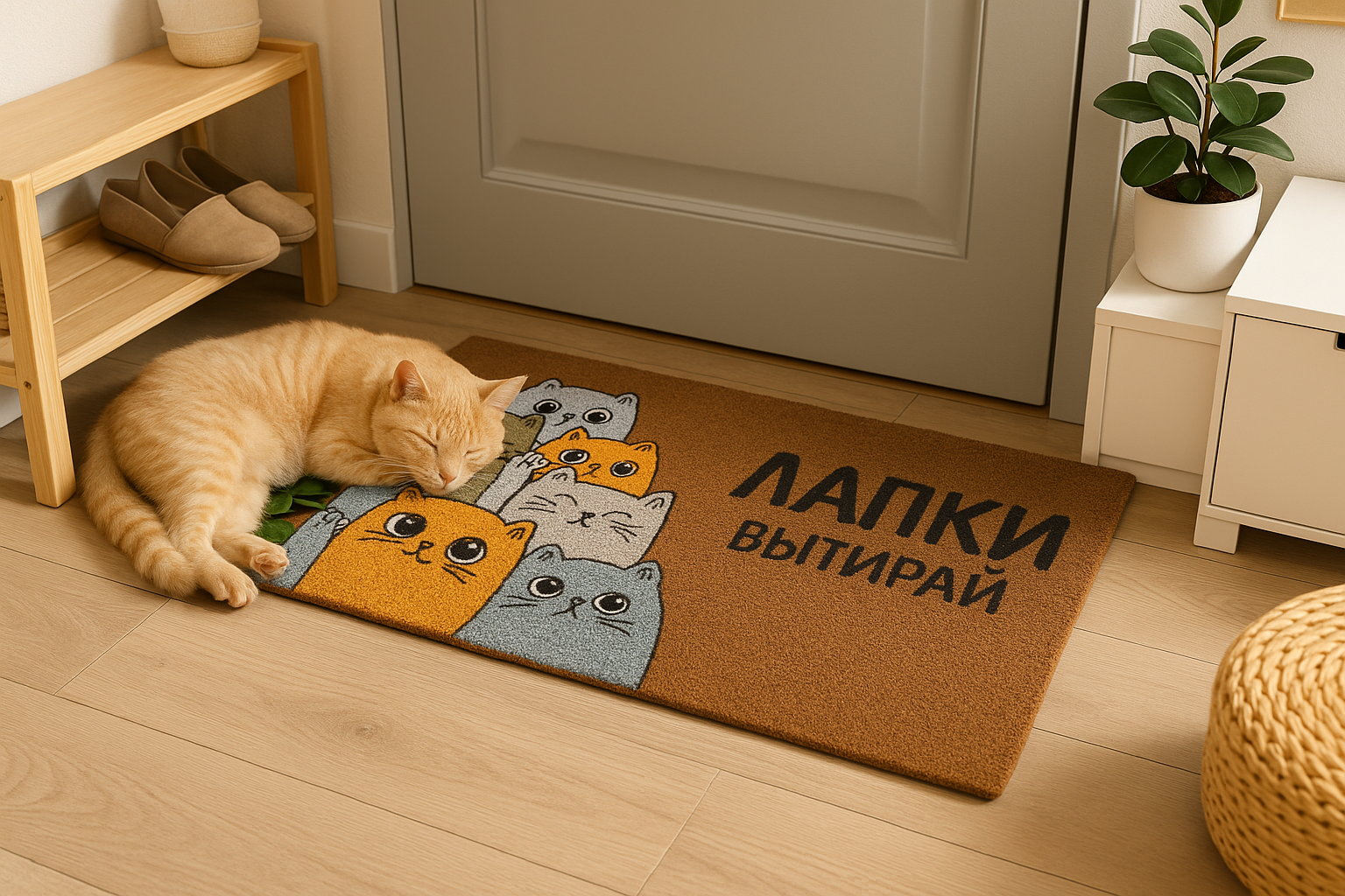 Коврик придверный DABAR 40*60 дизайн 143 "Лапки вытирай"