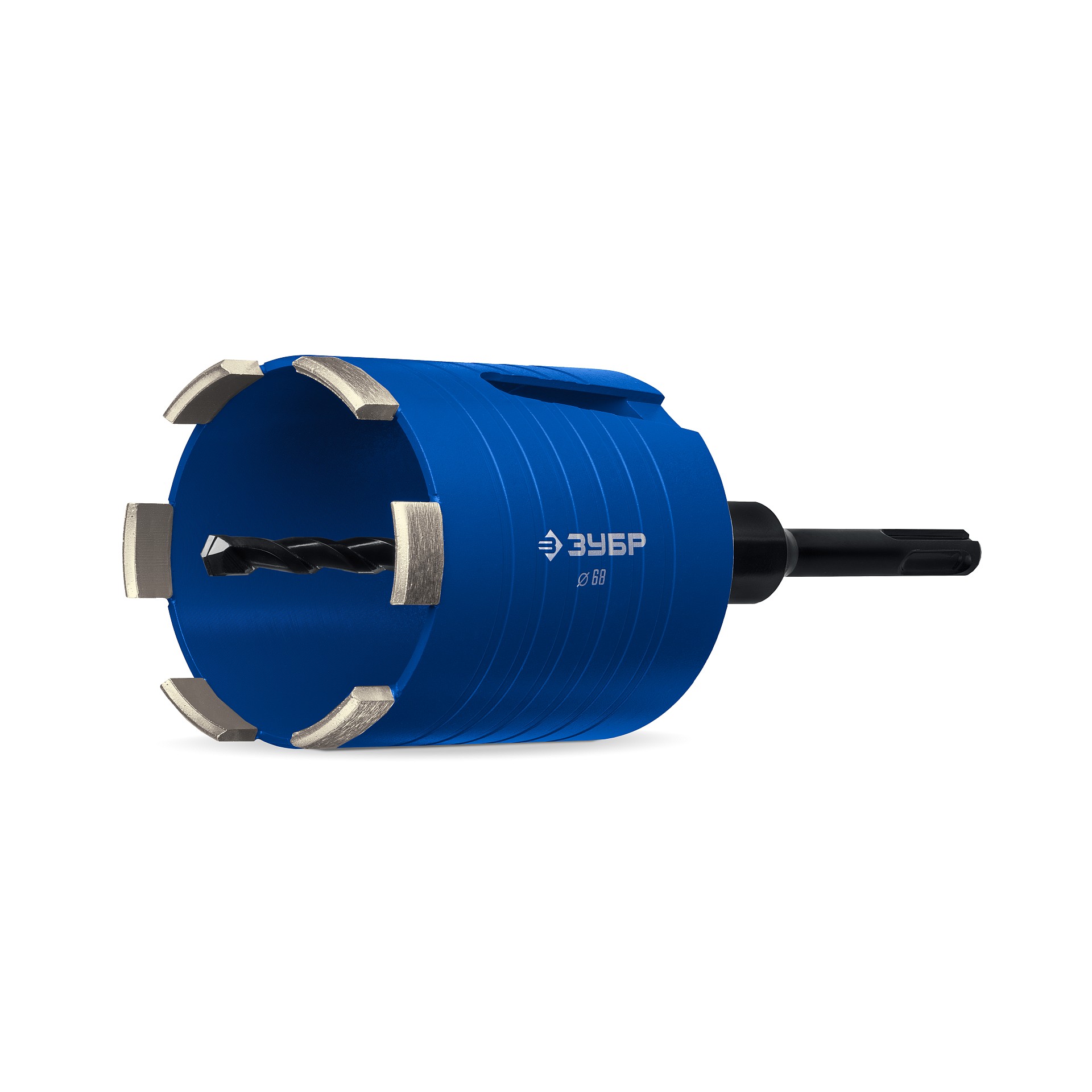 ЗУБР Железобетон 68мм (сухое сверление с микроударом, рабочая глубина 75мм, лазерная сварка) алмазная сегментная коронка для подрозетников (29875-68)