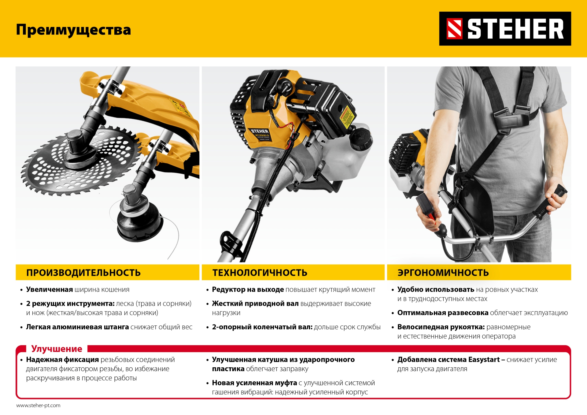 STEHER 2.5 кВт, бензиновый триммер (BT-2500-S)