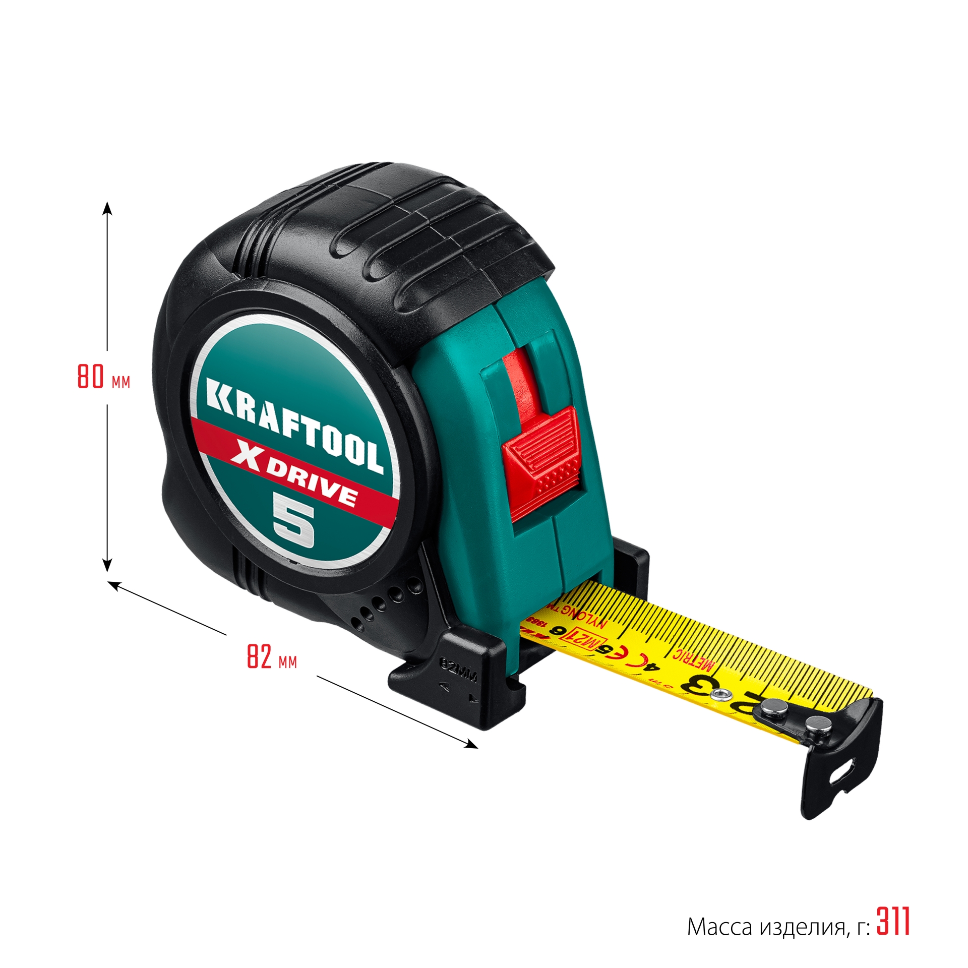 KRAFTOOL X-Drive, 5 м х 25 мм, рулетка (34122-05-25)