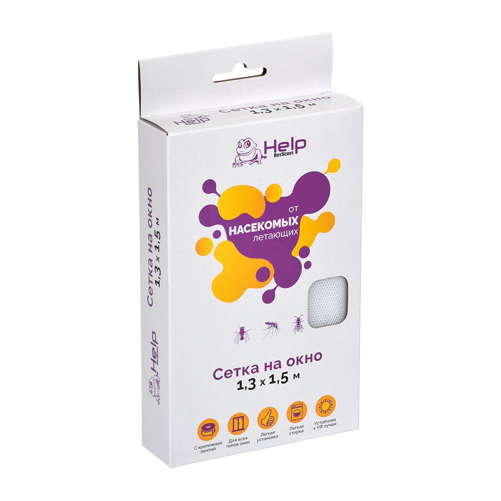 Сетка противомоскитная для окон, 130х150 см, с крепежной лентой в комплекте