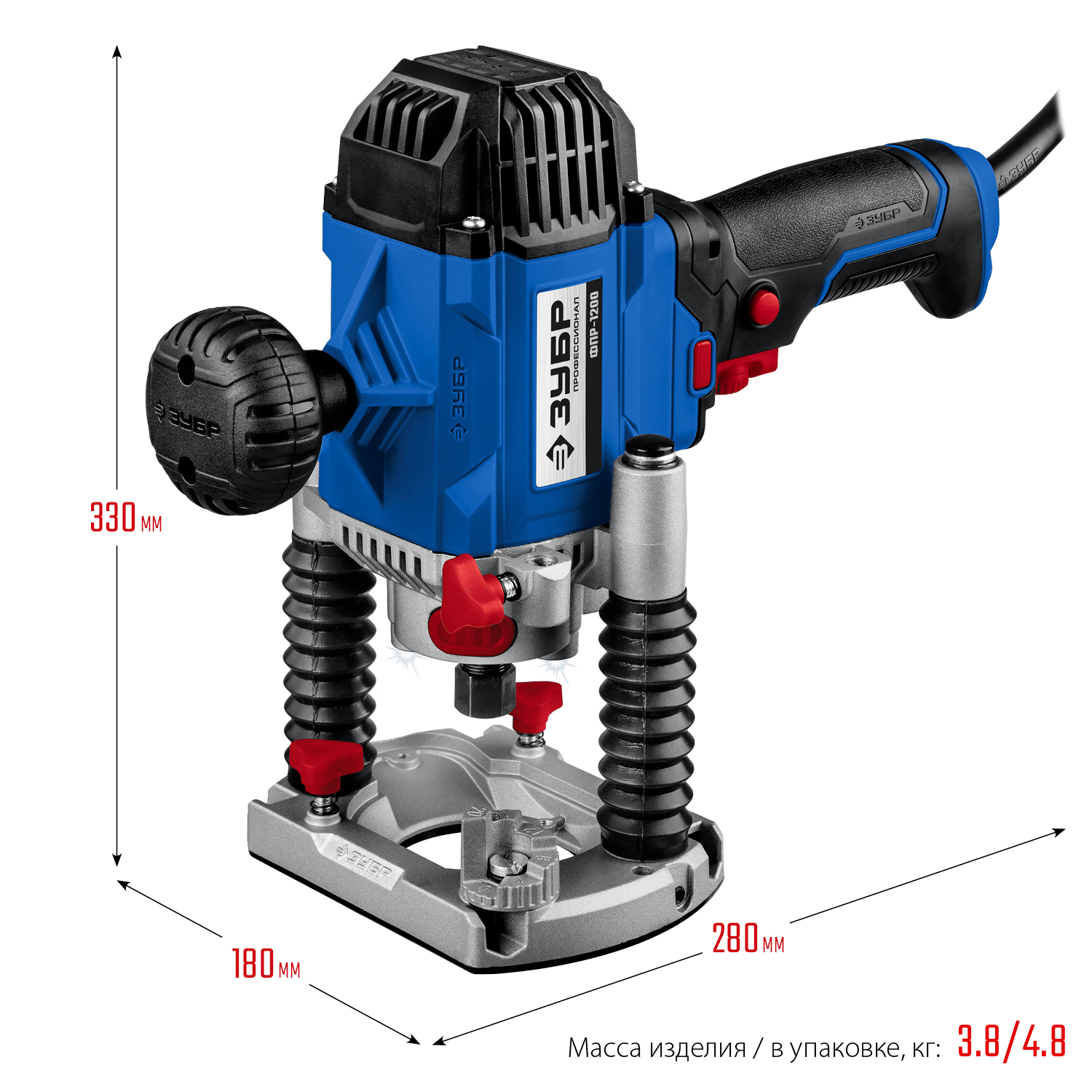 ЗУБР 1200 Вт, 50 мм, универсальный фрезер, Профессионал (ФПР-1200)