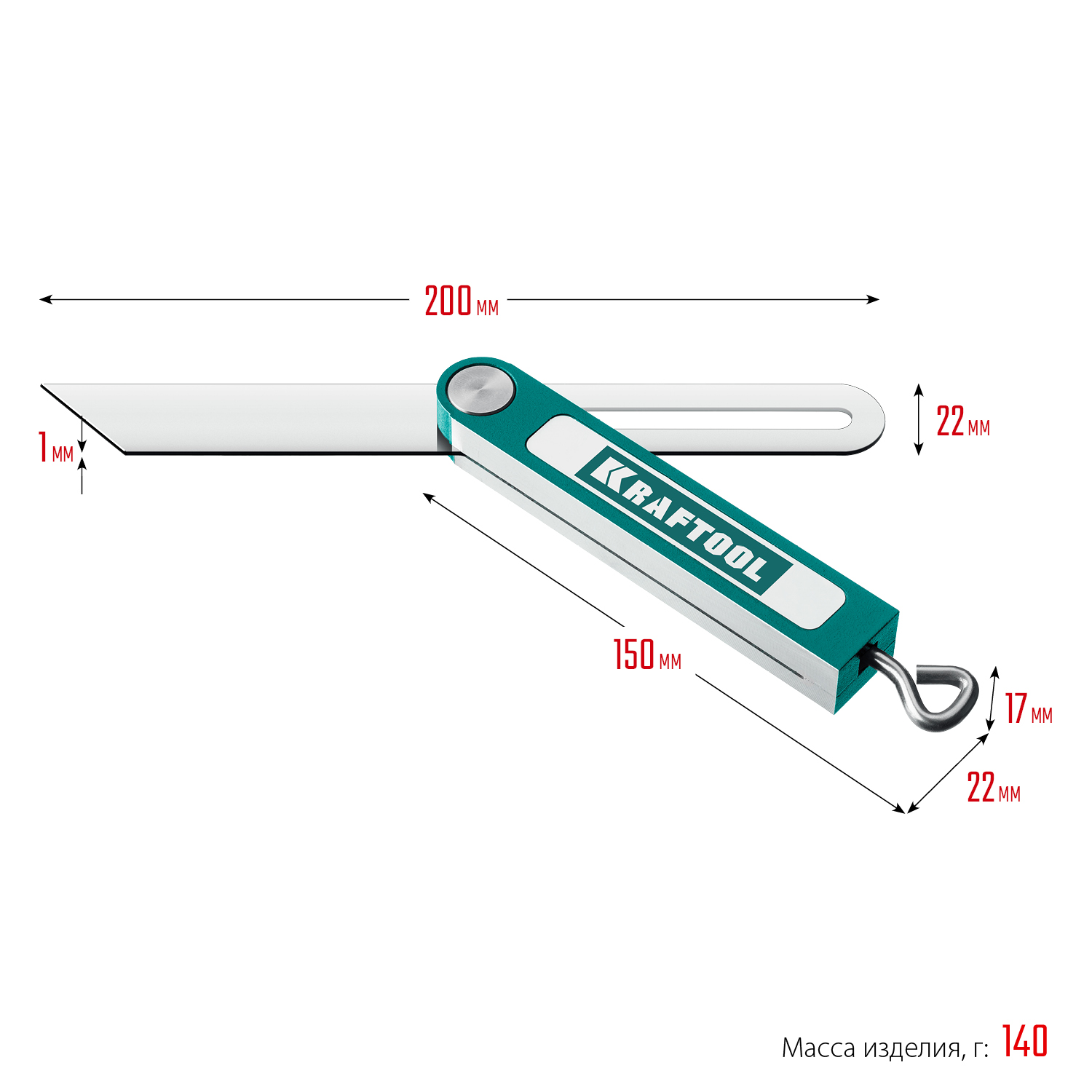 KRAFTOOL Super-BEVEL, 200 мм, профессиональная малка-угломер (34372)