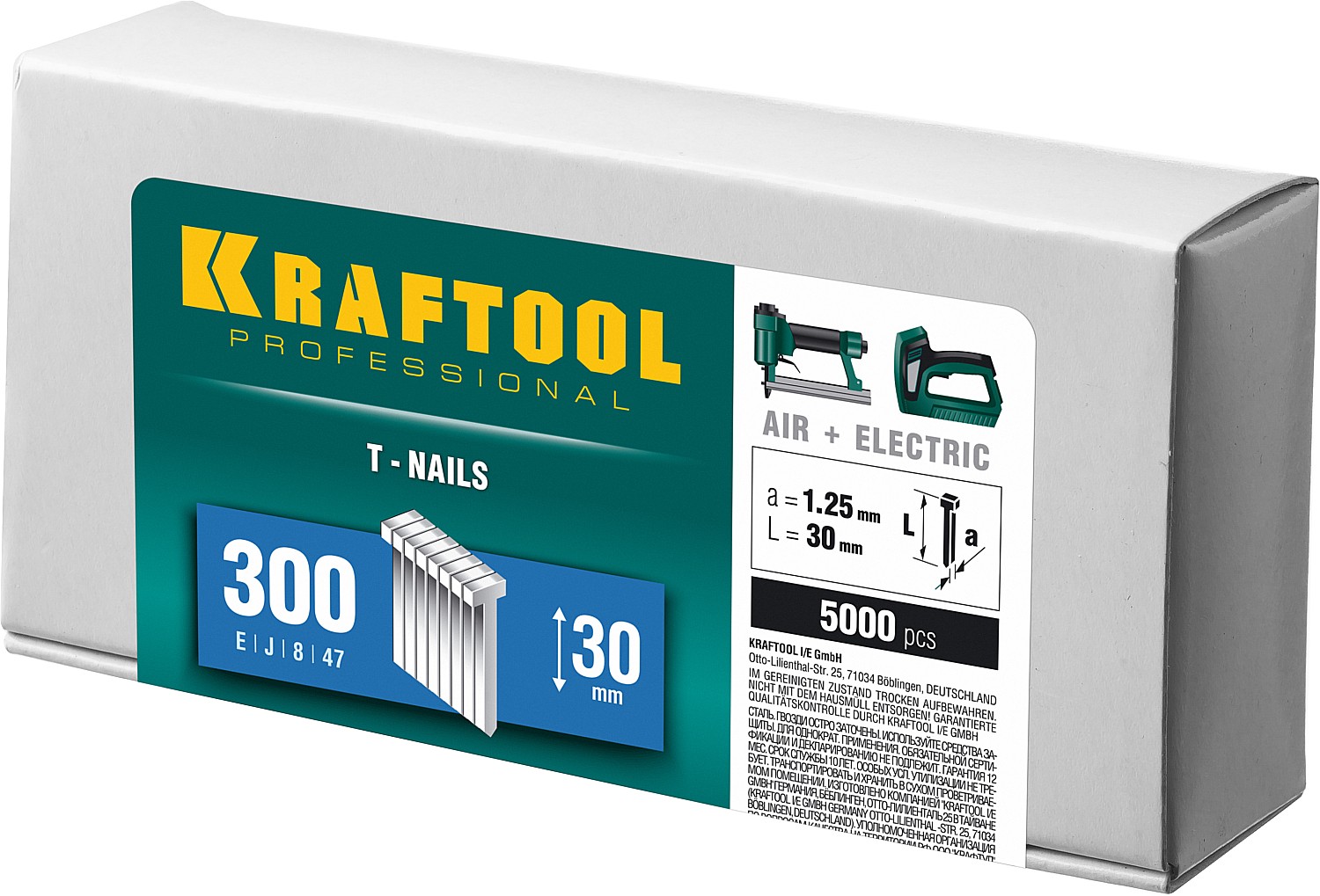 KRAFTOOL гвозди тип 300 (47/J/ F), 30 мм, калибр 18GA. 5000 шт (31785-30)