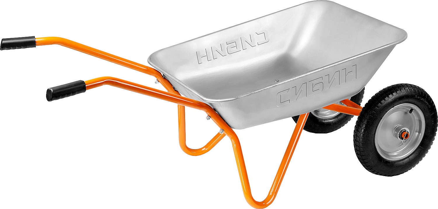 СИБИН СТ-21, 65 л, 100 кг, двухколесная, пневматические колеса, садовая тачка (39909)