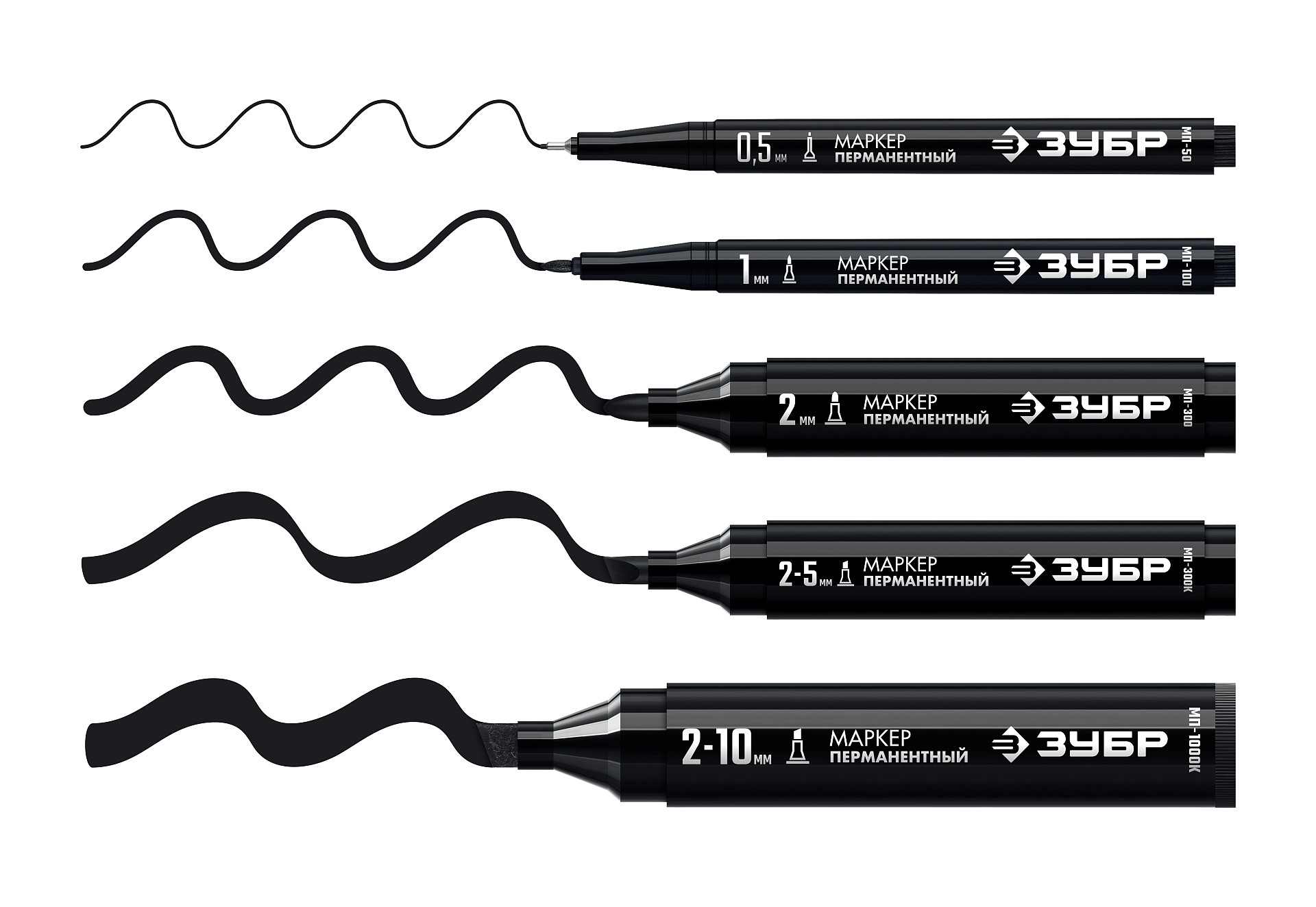 ЗУБР МП-100 черный, 1 мм перманентный маркер (06320-2)