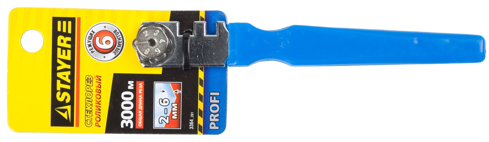 STAYER 3000 м, стекла 6 режущих элементов пластмассовая рукоятка, роликовый стеклорез, Professional (3364)
