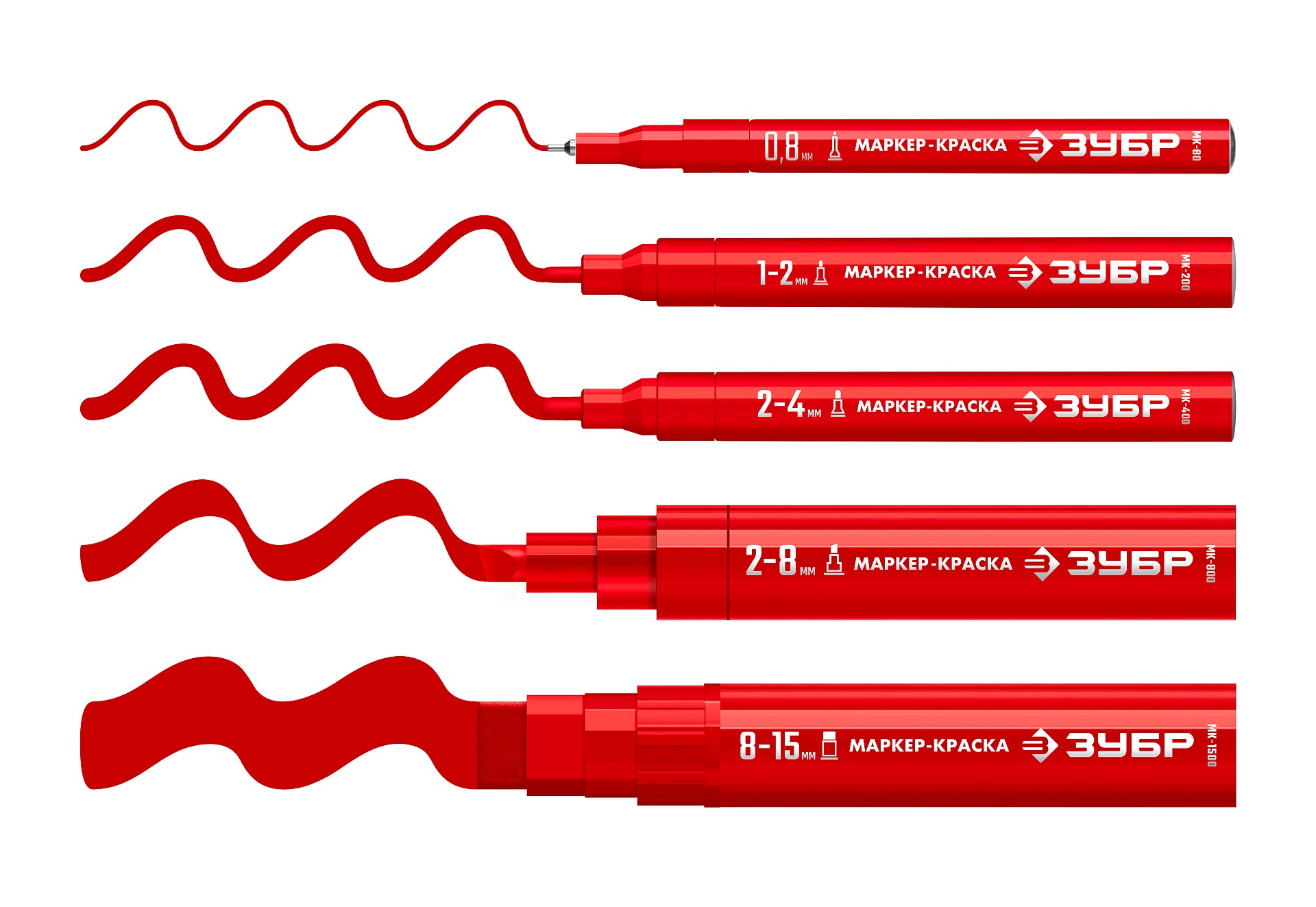 ЗУБР МК-400 красный, 2-4 мм маркер-краска (06325-3)