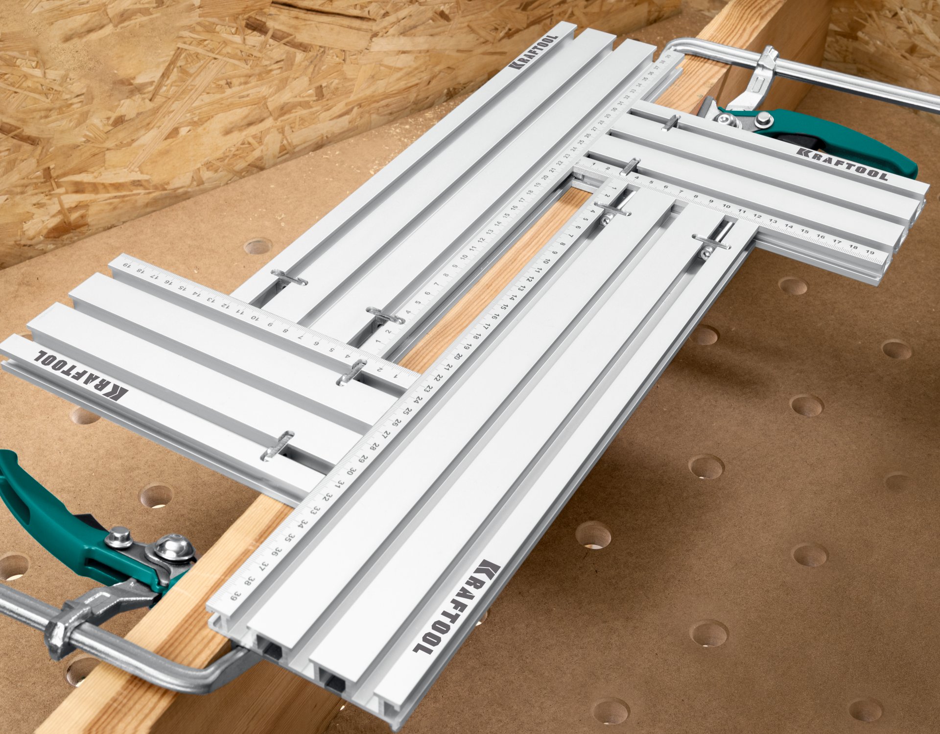 KRAFTOOL KRAFTFLEX MFS-200-400 мм, 4шт, Шаблон фрезерный в комплекте с 2 упорами (32807)
