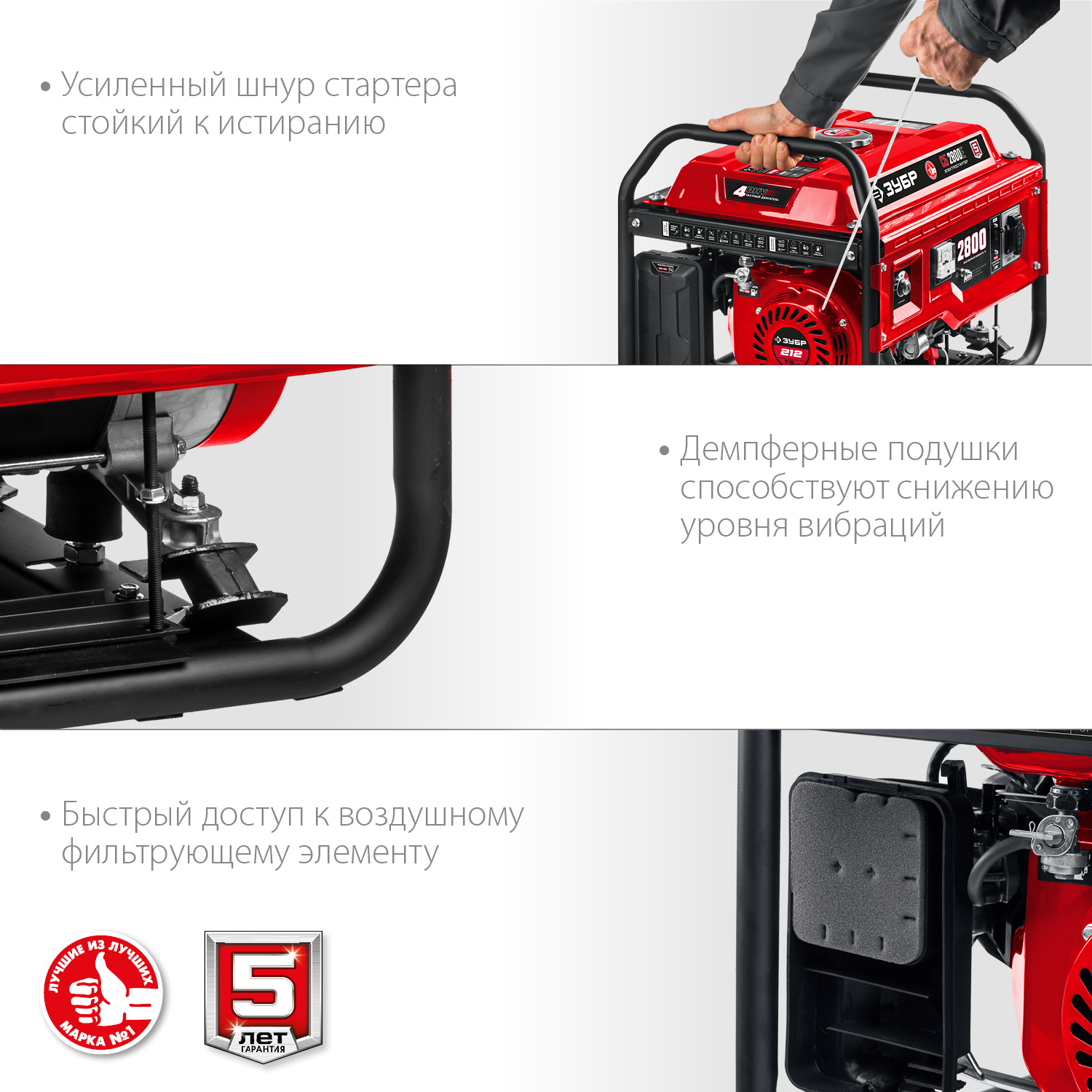 ЗУБР 2800 Вт, бензиновый генератор с электростартером (СБ-2800Е)