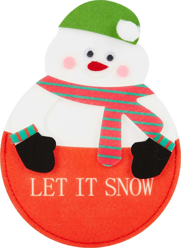 Кармашек фетровый для столовых приборов " LET IT SNOW"