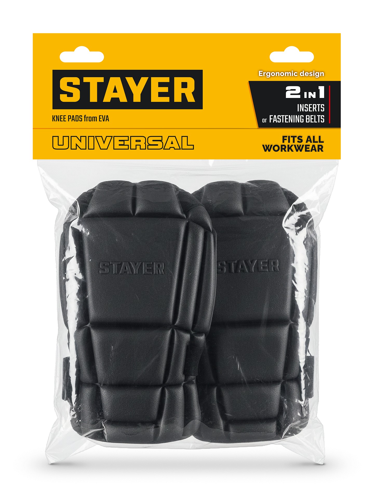 STAYER UNIVERSAL 2 в 1 вставка-наколенники защитные из ЭВА, 2 крепежных ремня (11197)