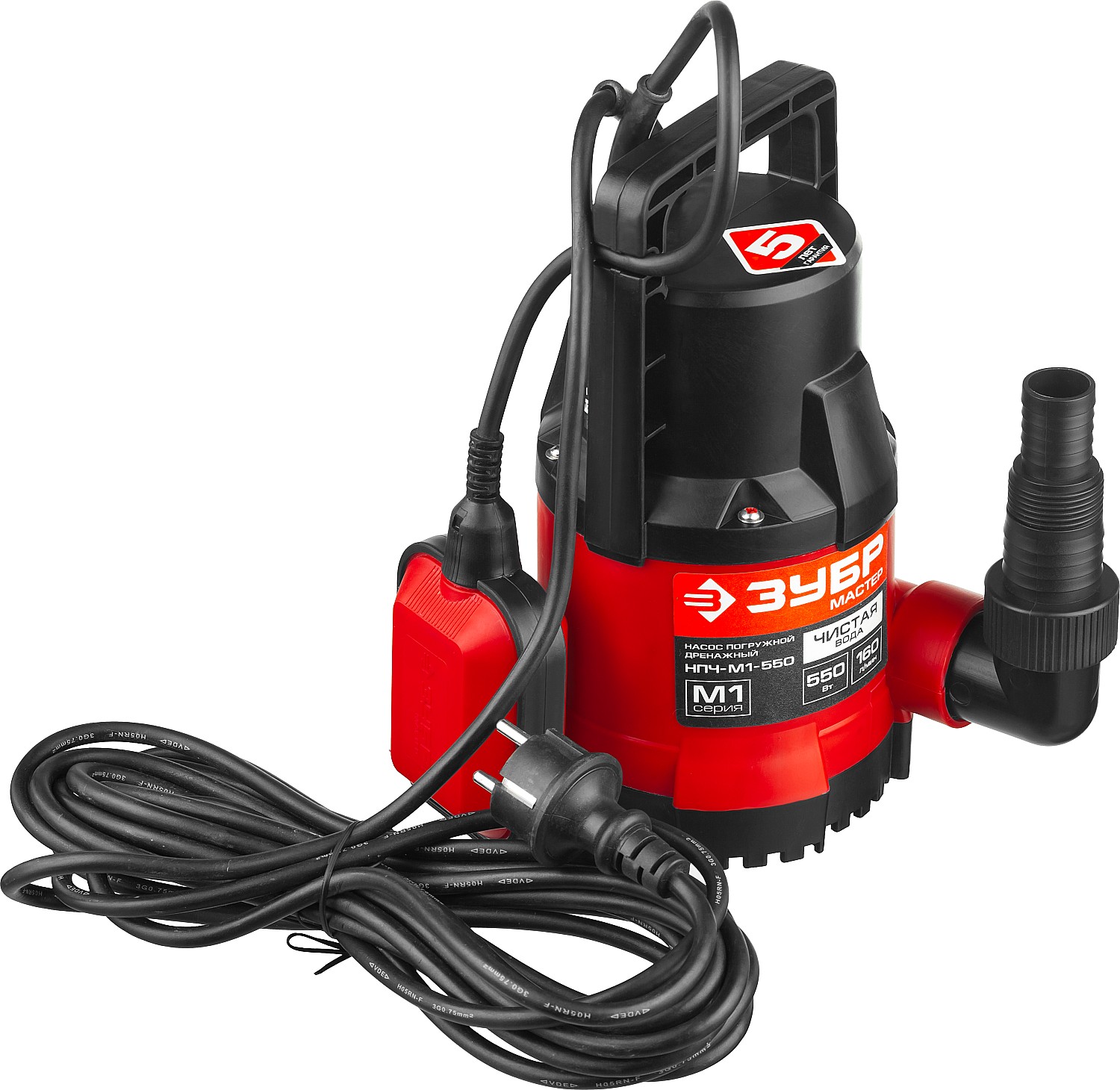 ЗУБР 550 Вт, дренажный насос с минимальным уровнем откачки (НПЧ-М1-550)