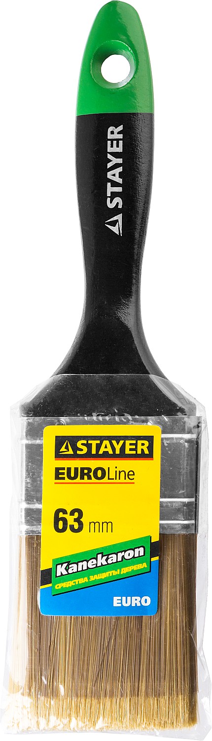 STAYER KANEKARON-EURO, 63 мм, 2.5″, искусственная щетина, деревянная ручка, для высокотекучих ЛКМ, плоская кисть (0106-063)