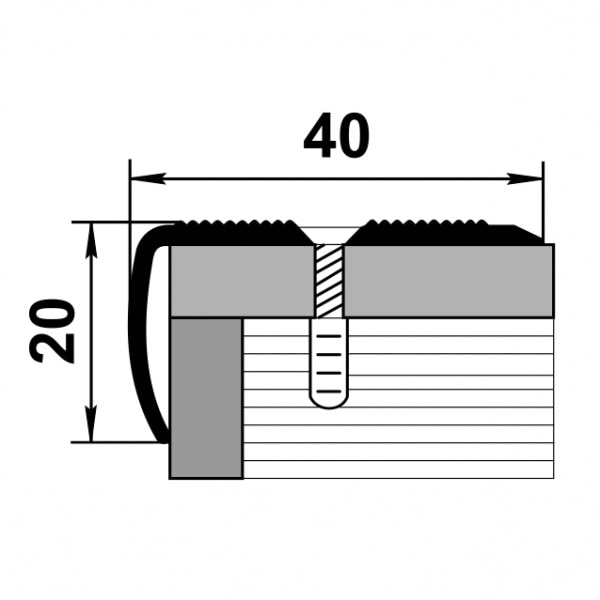 Порог алюминиевый  ПУ-06 40x20x2700 мм, без покрытия