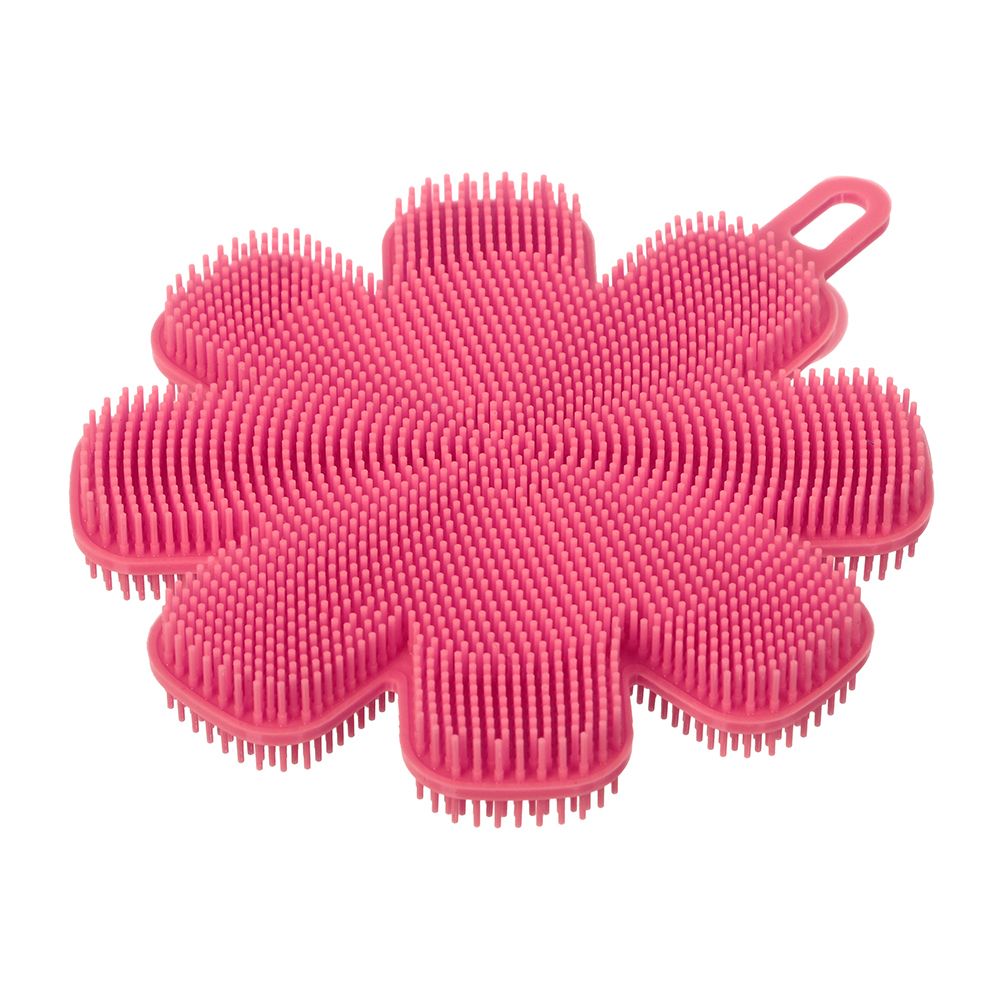 Спонж "Цветочек" для мытья посуды и овощей розовый