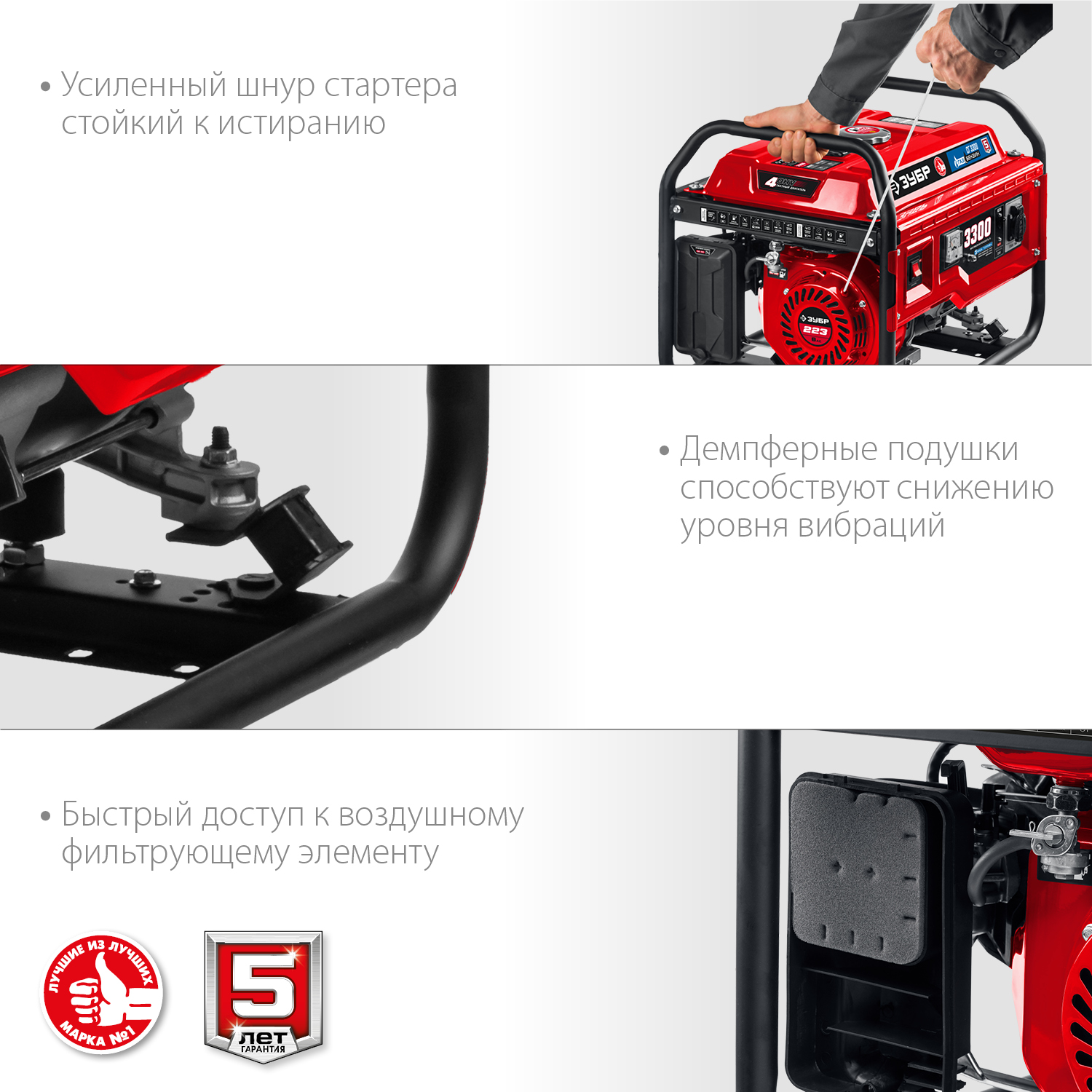 ЗУБР 3300 Вт, газовый генератор (сжиженный газ / природный газ / бензин) (СГ-3300)