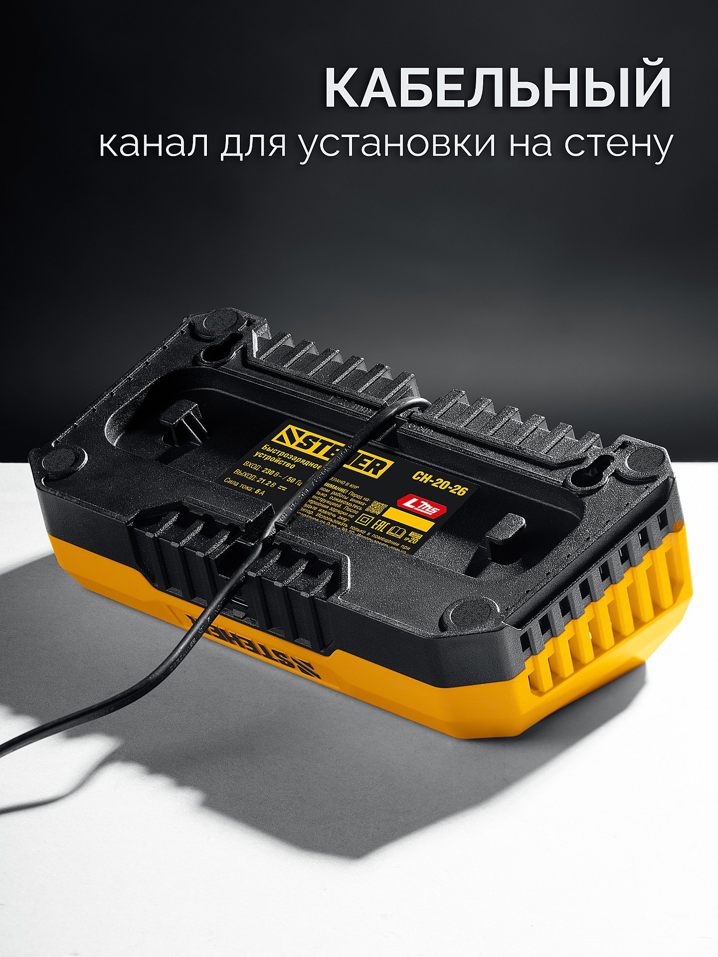 STEHER 20 В, 2 порта, 2 х 3 А, зарядное устройство для LMS АКБ (CH-20-26)