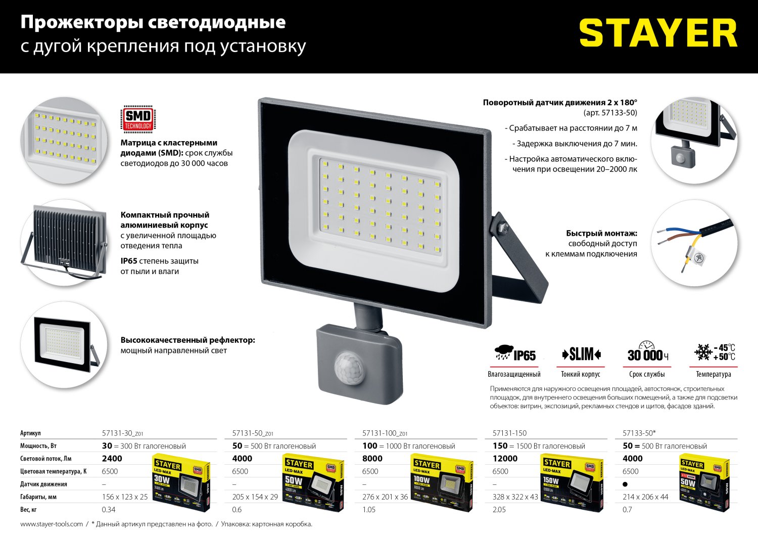 STAYER MAXStable, 1.6 м, телескопический штатив для прожектора (56920)