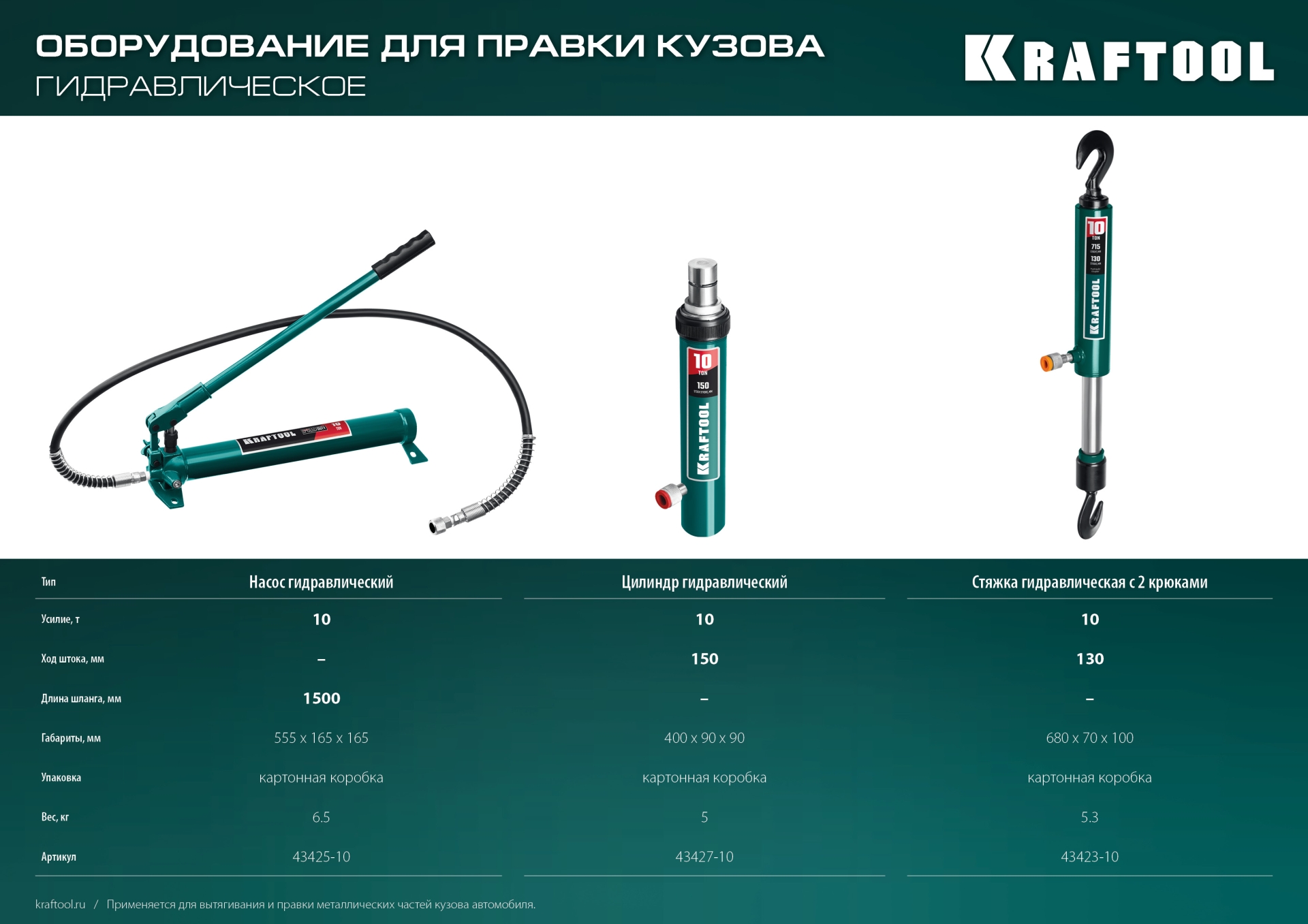 KRAFTOOL 10 т, гидравлический цилиндр, Профессионал (43427-10)