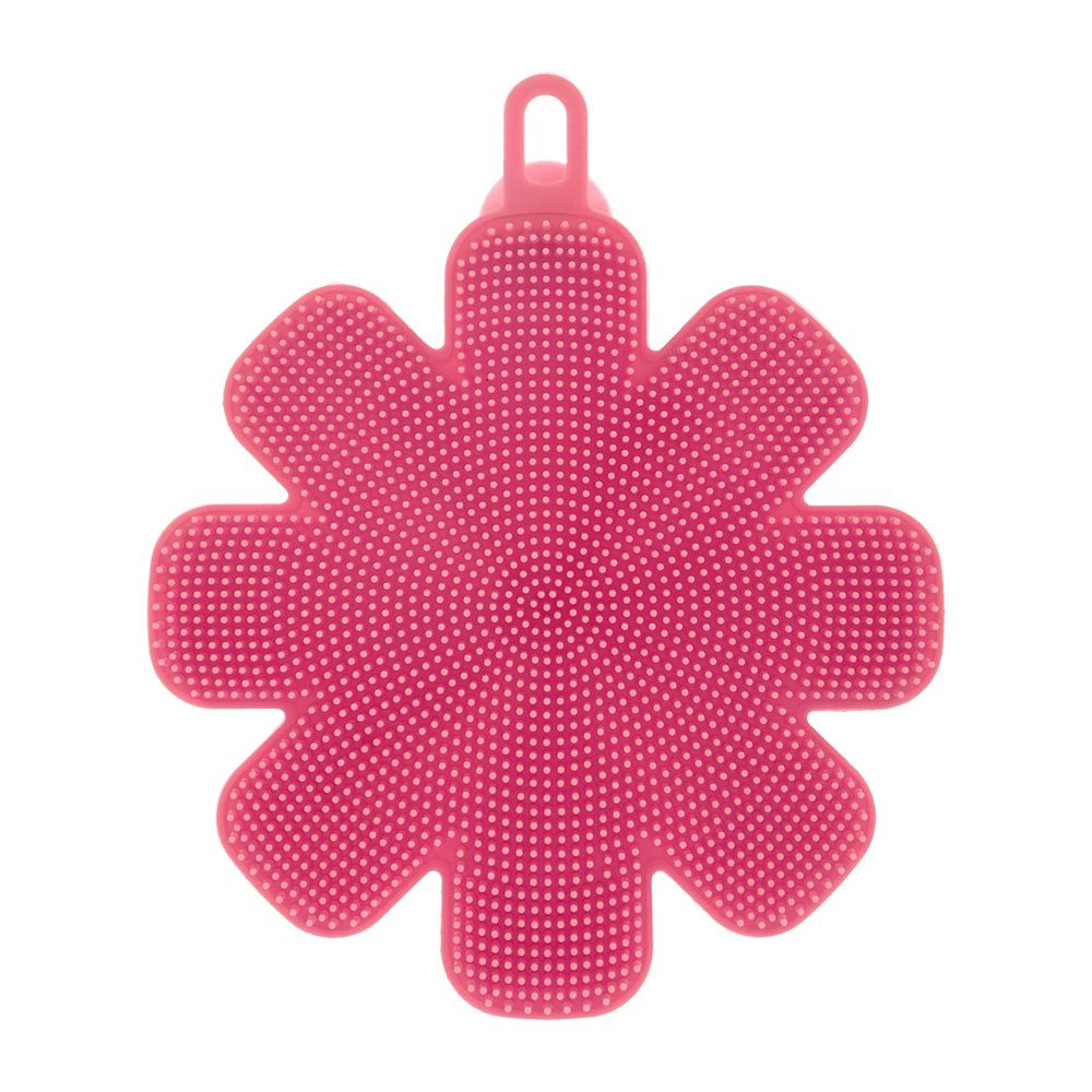 Спонж "Цветочек" для мытья посуды и овощей розовый