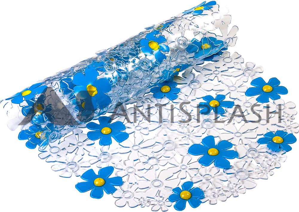 Коврик против скольжения "Ромашки"  37*66см синий