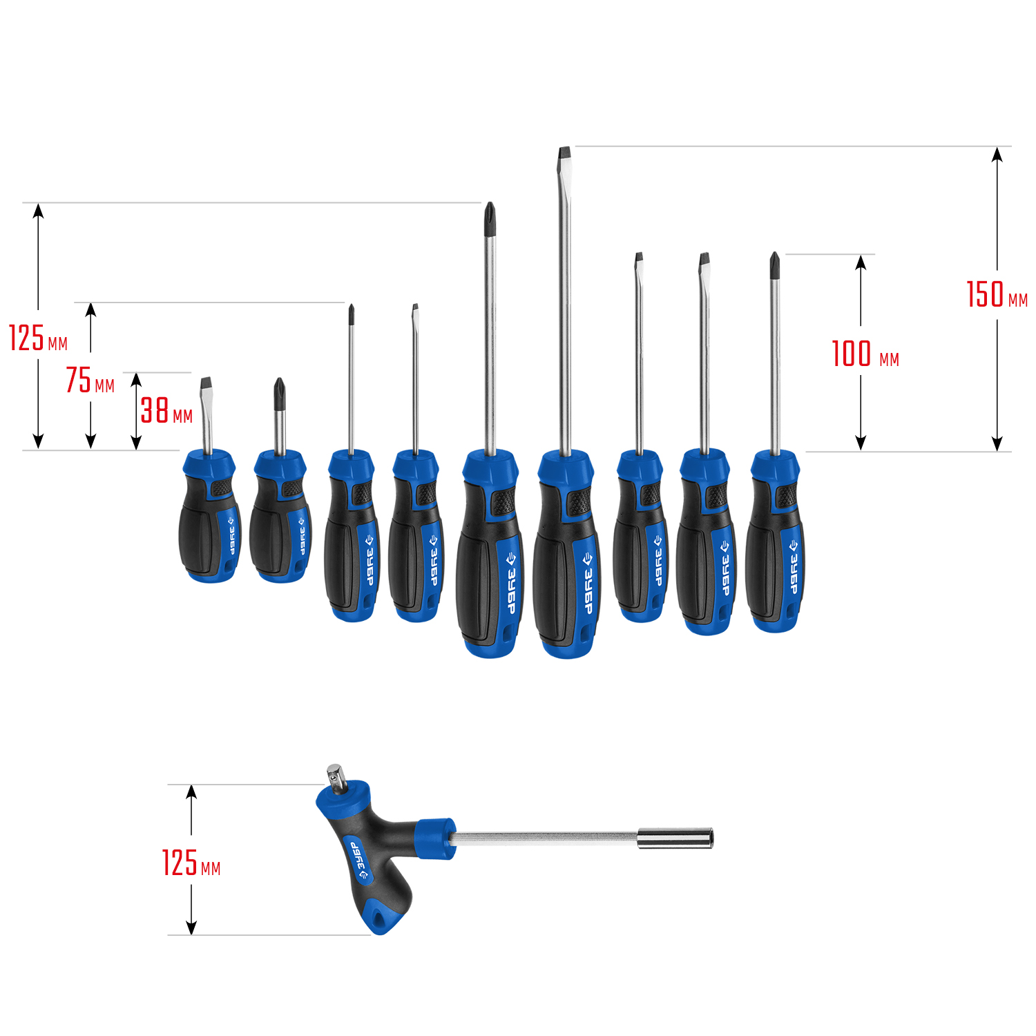 ЗУБР Профессионал 46 шт, набор отверток с насадками (25283-H46)