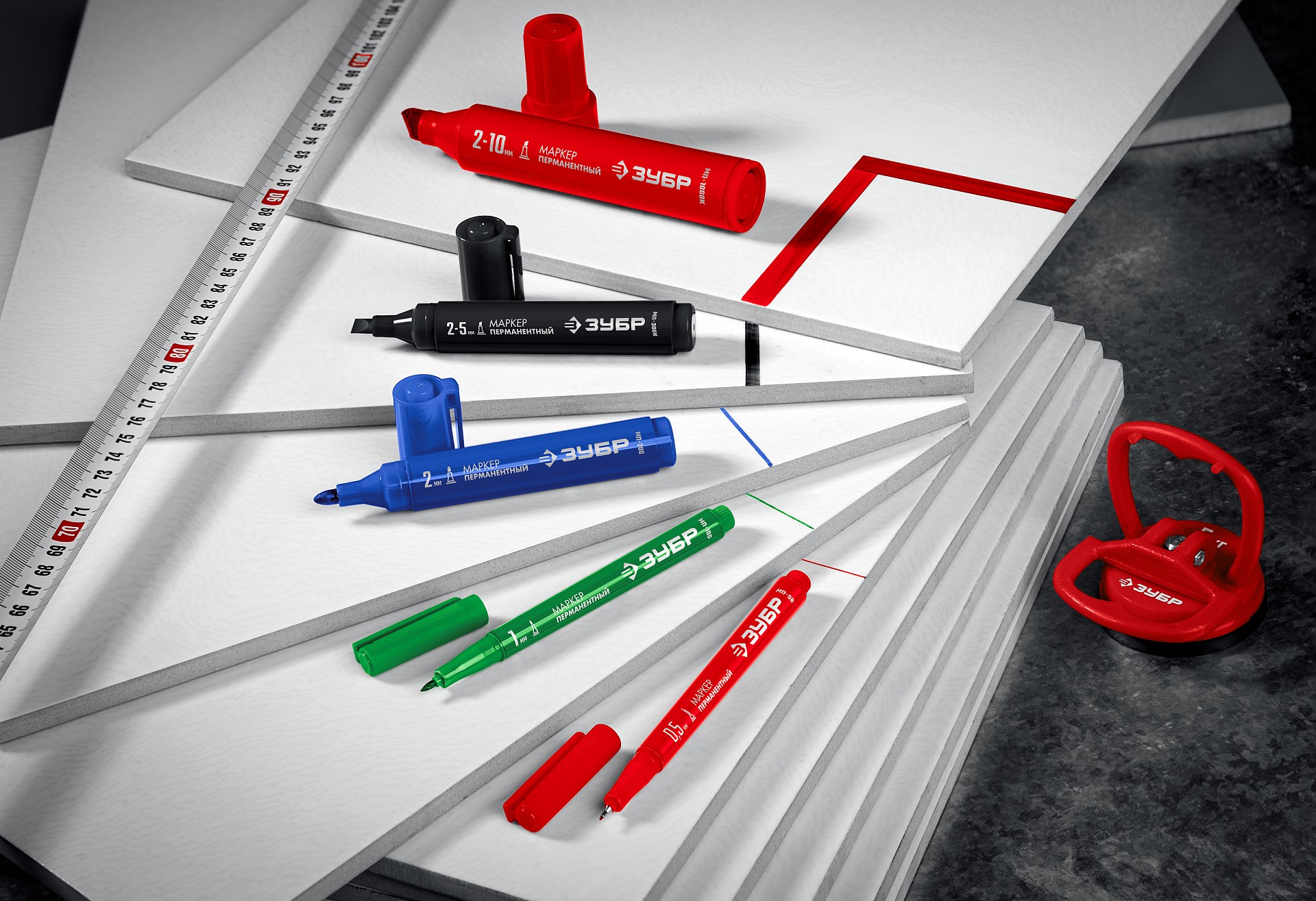 ЗУБР МП-300К зеленый, 2-5 мм, клиновидный перманентный маркер (06323-4)