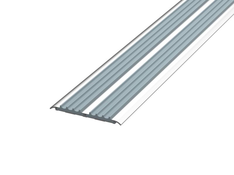 Алюминиевая полоса с двумя резиновыми вставками АП-72 Евро, 2500мм Серый