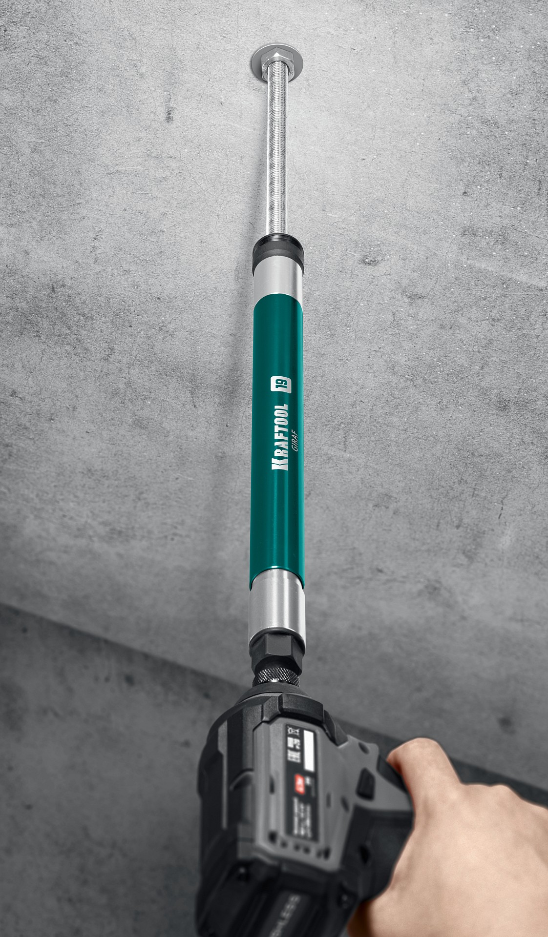 KRAFTOOL X-DRIVE LONG, 19 мм (М12), 285 мм, длинная ударная бита с торцовой головкой (26197-19)