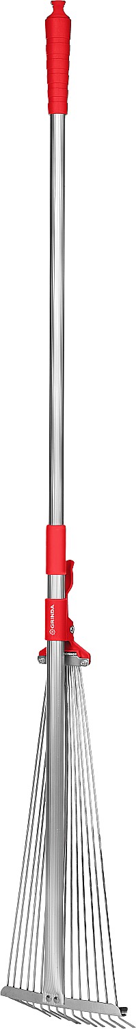 GRINDA GХ-30, длина 1240 мм, ширина 170 - 450 мм, стальные проволочные, алюминиевый черенок, регулируемые веерные грабли (8-421867)