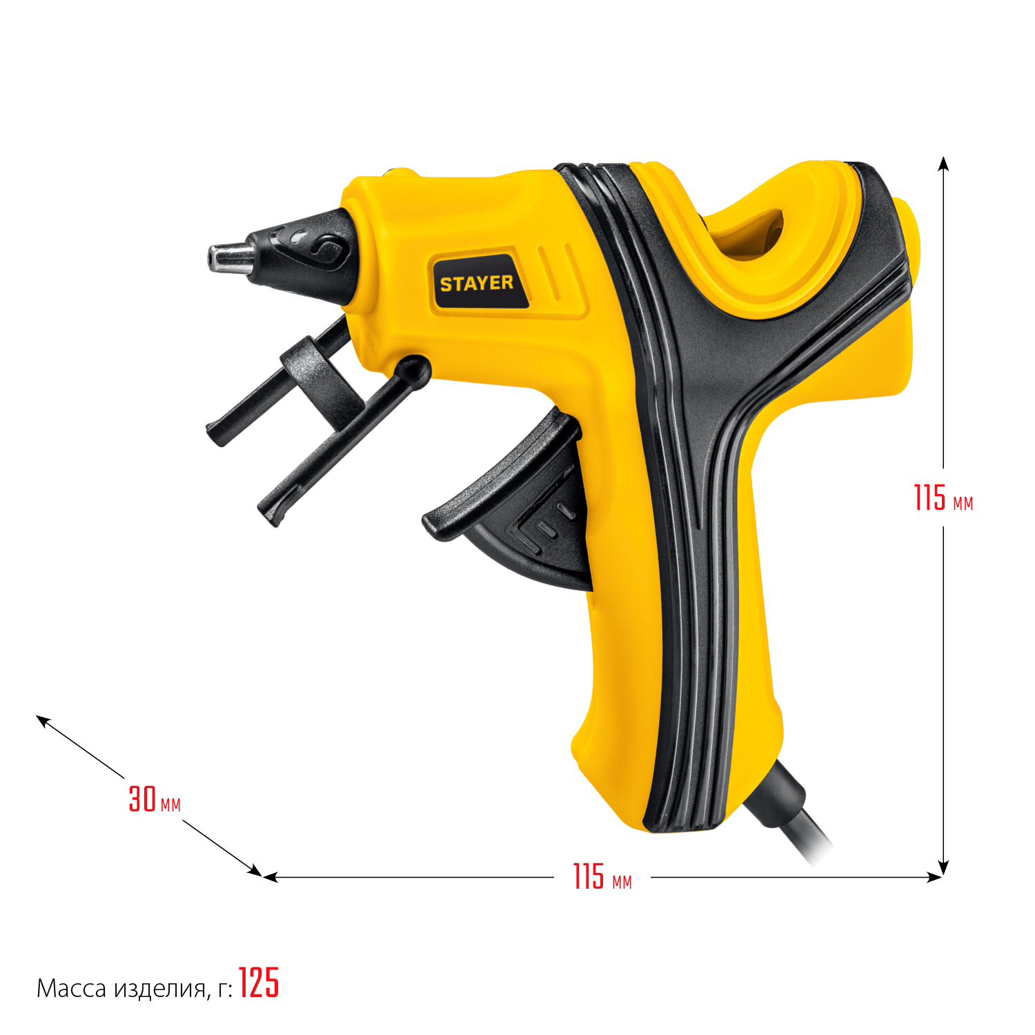 STAYER PRO 7, d 7 мм, 7 г/мин, электрический, пистолет термоклеевой, Professional (0681-07)