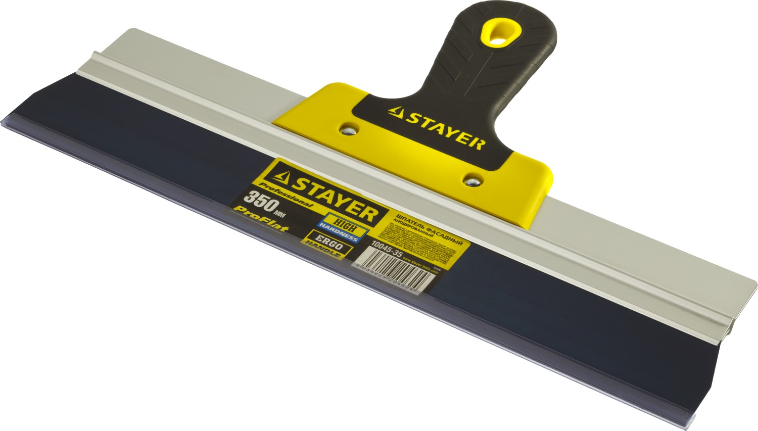 STAYER PROFlat, 350 мм, алюминиевая направляющая, двухкомпонентная ручка, анодированный фасадный шпатель (10045-35)