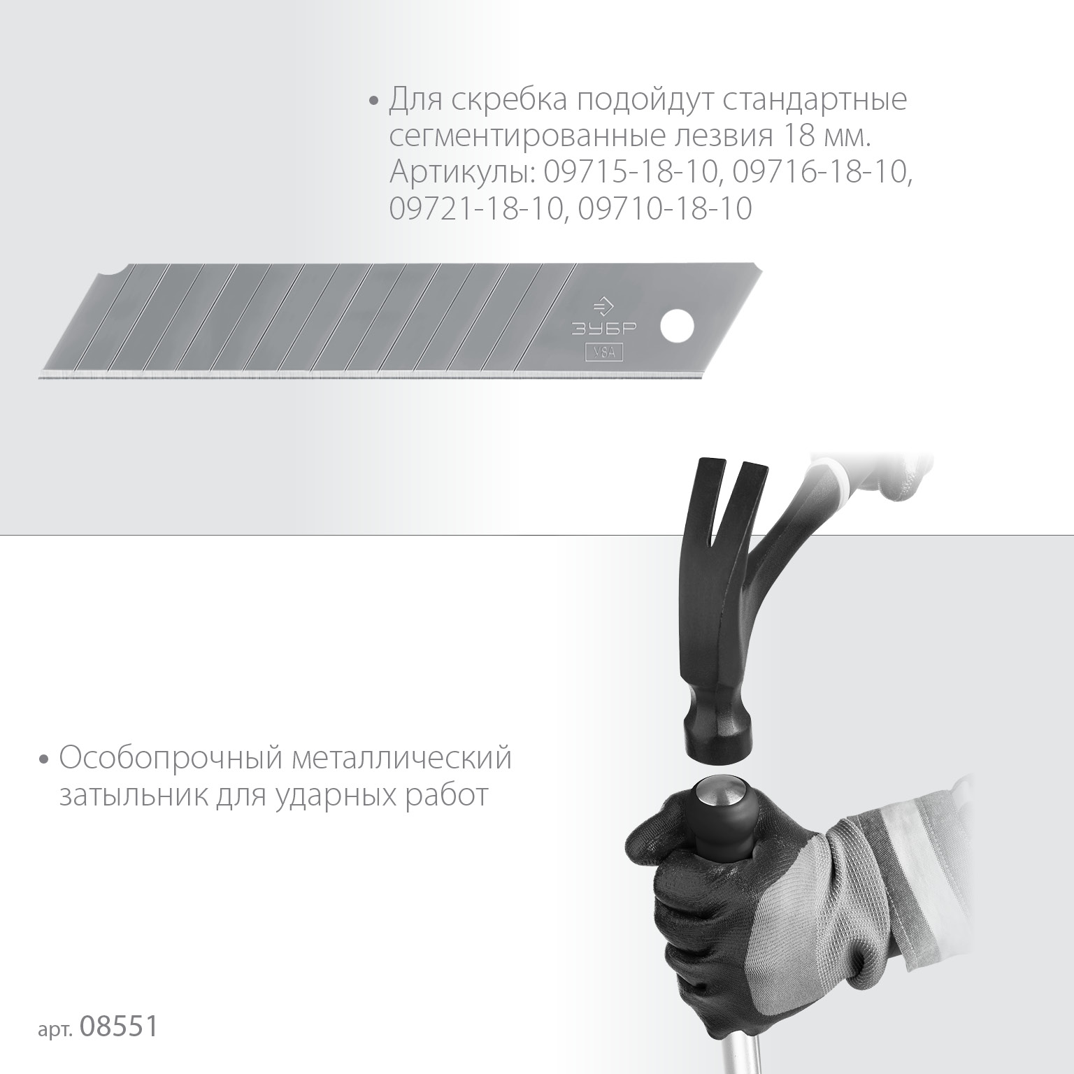 ЗУБР 100 мм, длина 300 мм, ударный скребок, Профессионал (08551)