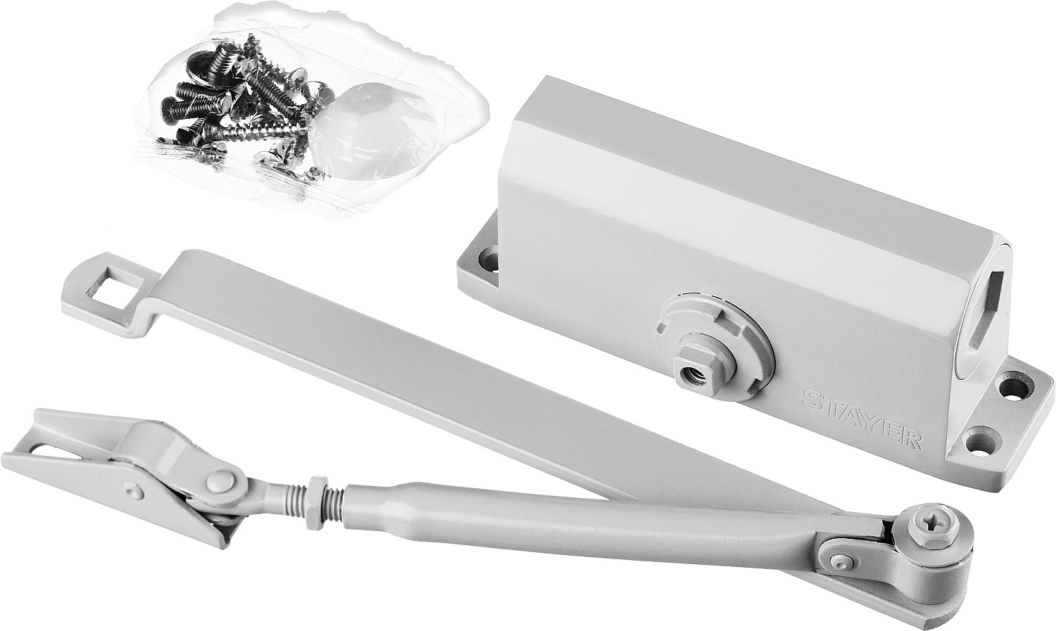 STAYER MAXComfort, до 80 кг, белый серебро, дверной доводчик (37916-80)