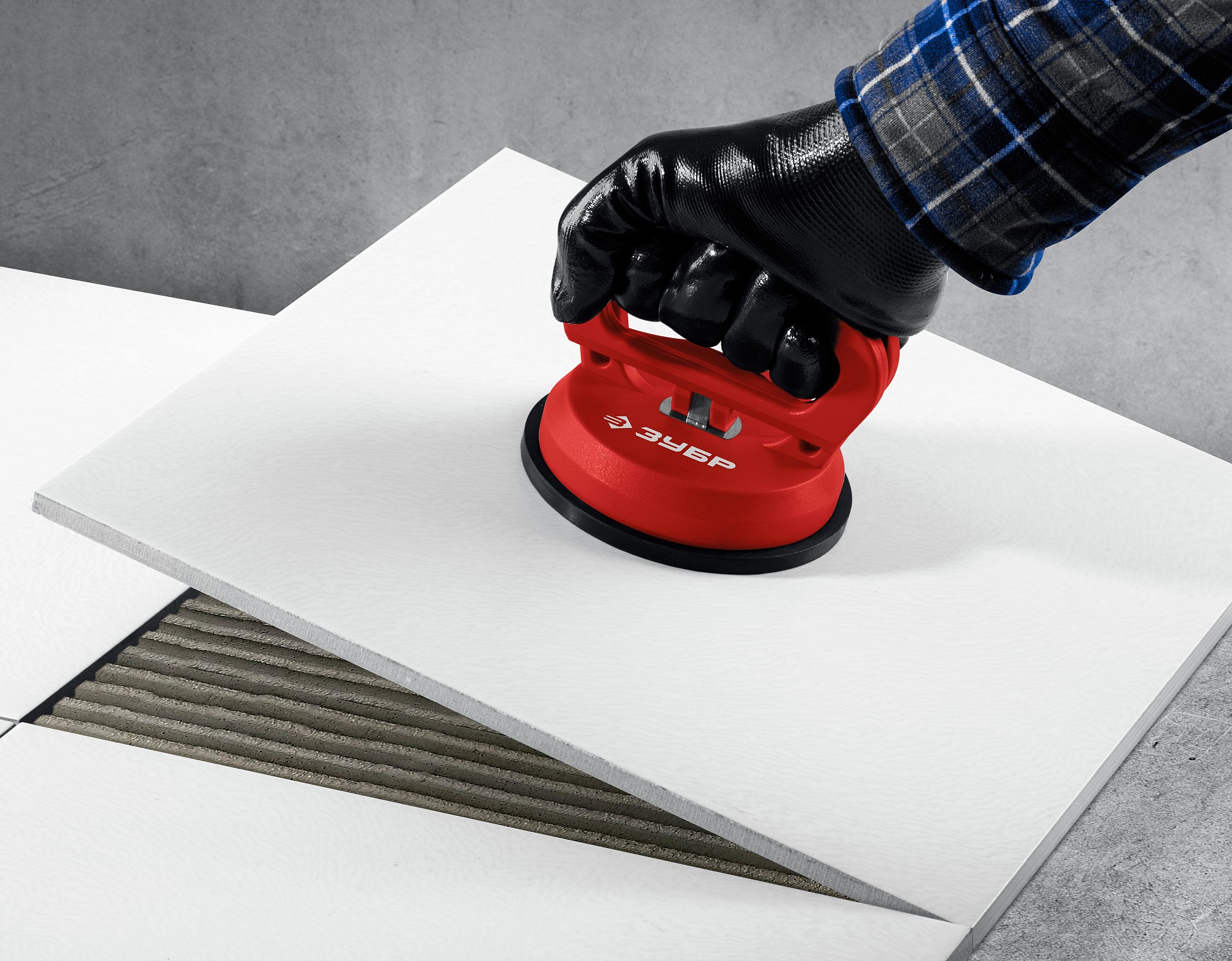 ЗУБР 40 кг, пластмассовый, одинарный, стеклодомкрат на присоске (33724-1)