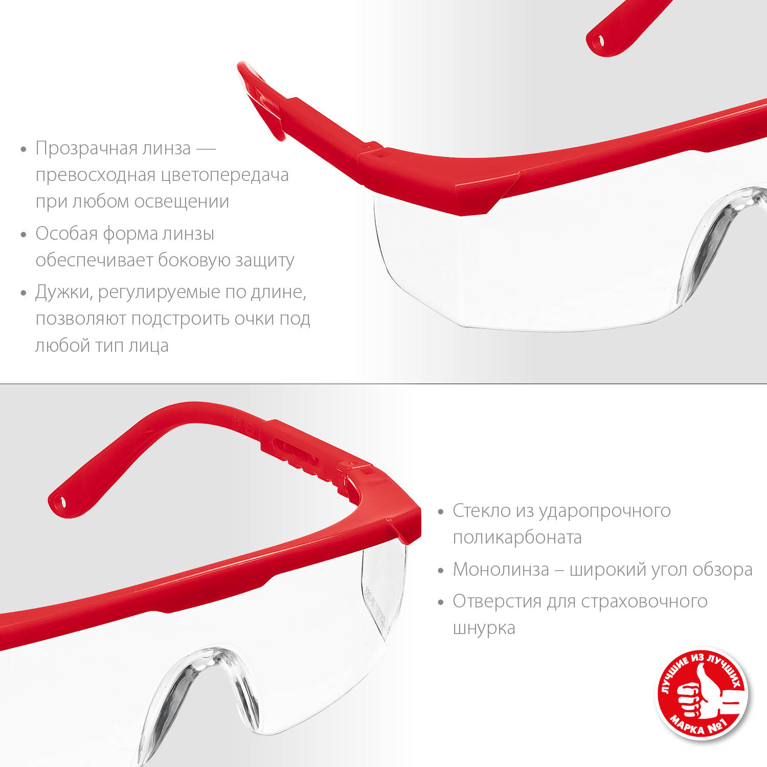 ЗУБР СПЕКТР 5 прозрачные защитные очки, открытые, оптический класс 1 (110328)