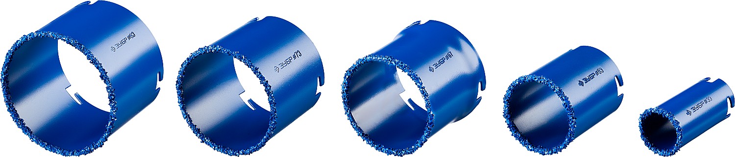 ЗУБР 8 шт, d 33, 53, 67, 73, 83 мм, карбид-вольфрамовое нанесение, набор кольцевых коронок, Профессионал (33350-H8)