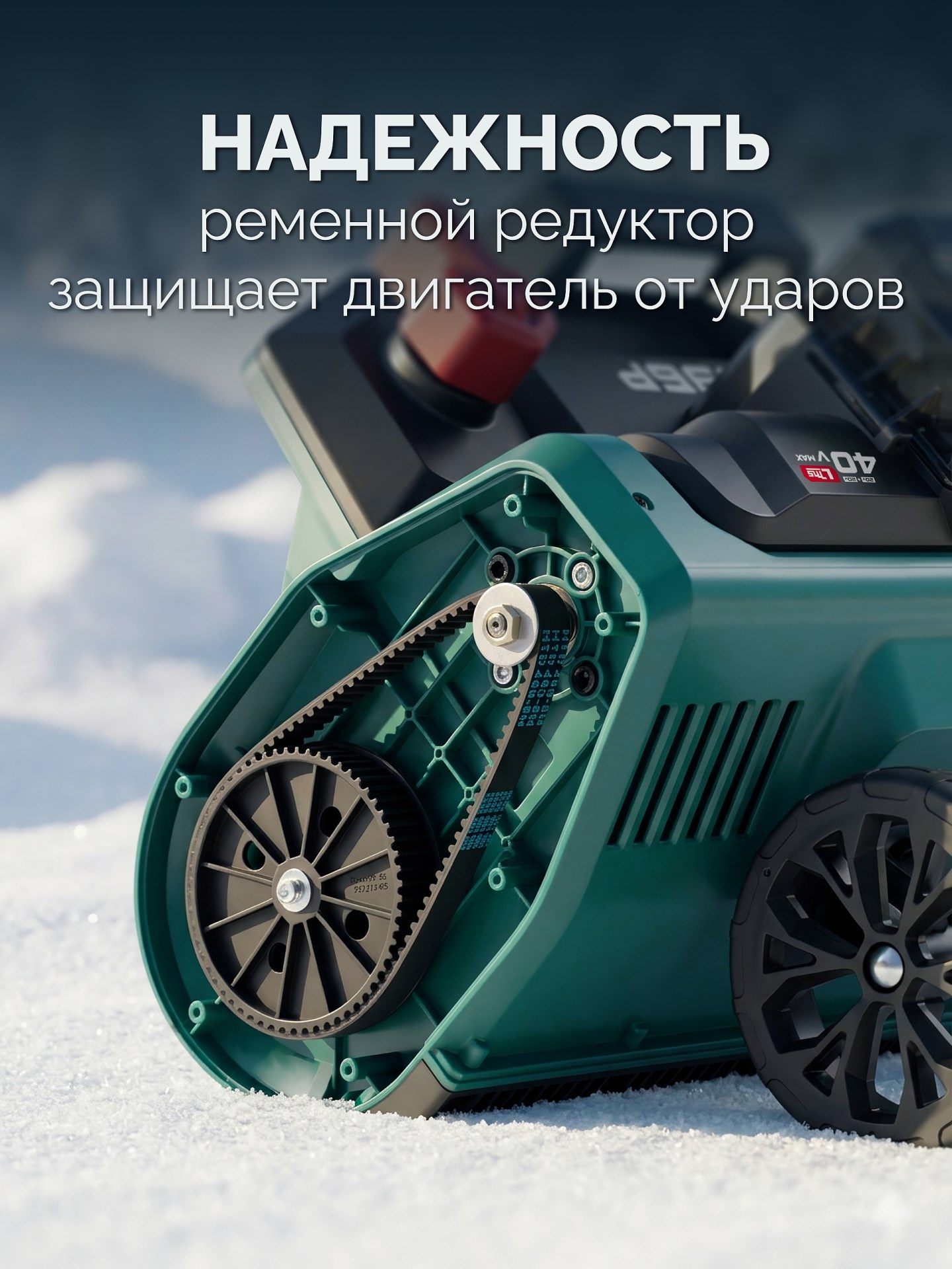 ЗУБР 40В (2x20В), 40 см, 2 АКБ LMS (4 А·ч), лопата аккумуляторная (снегоуборщик) (СЛА-40-42)