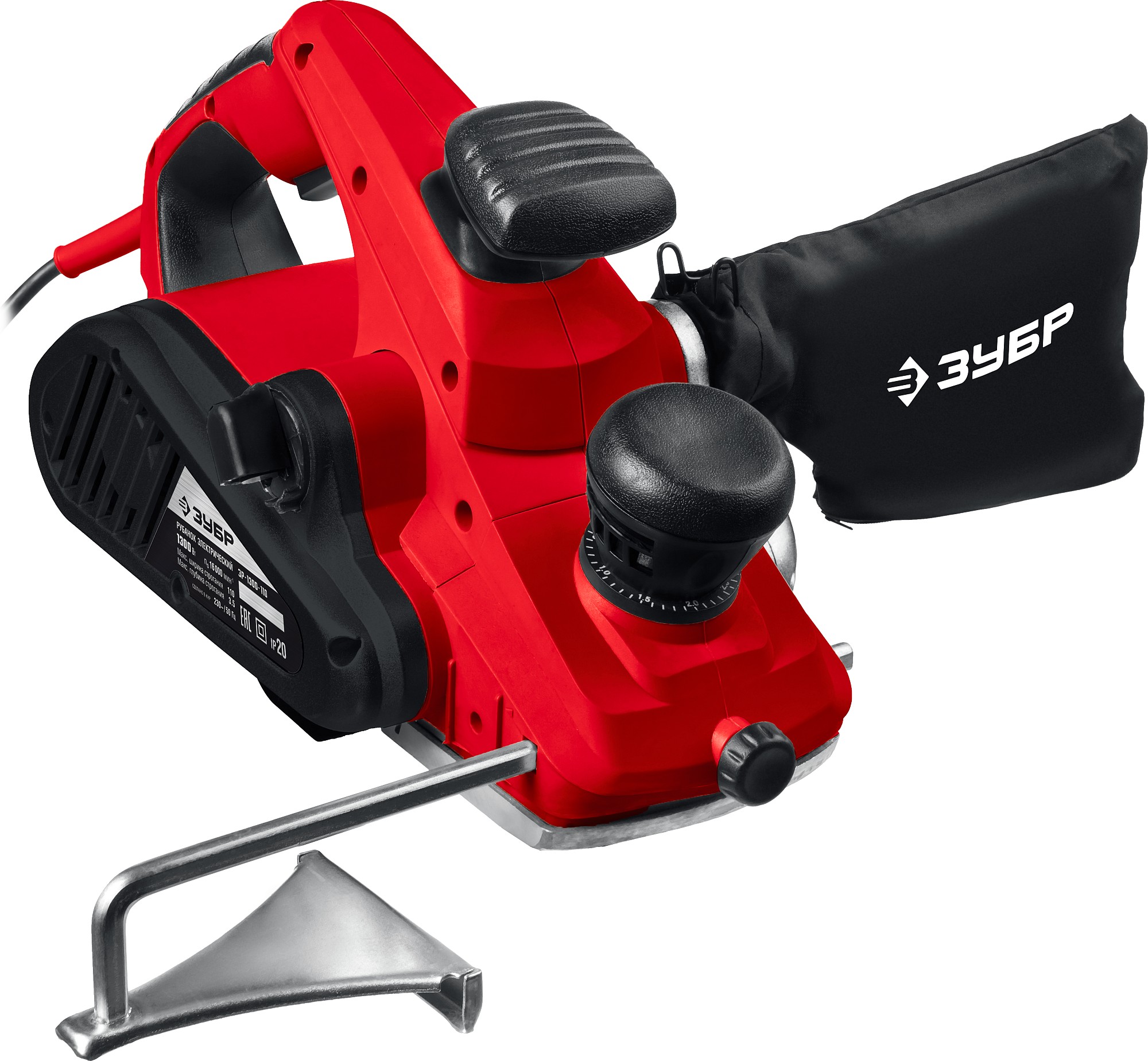 ЗУБР 1300 Вт, 110 мм, электрический рубанок (электрорубанок), станина (ЗР-1300-110)