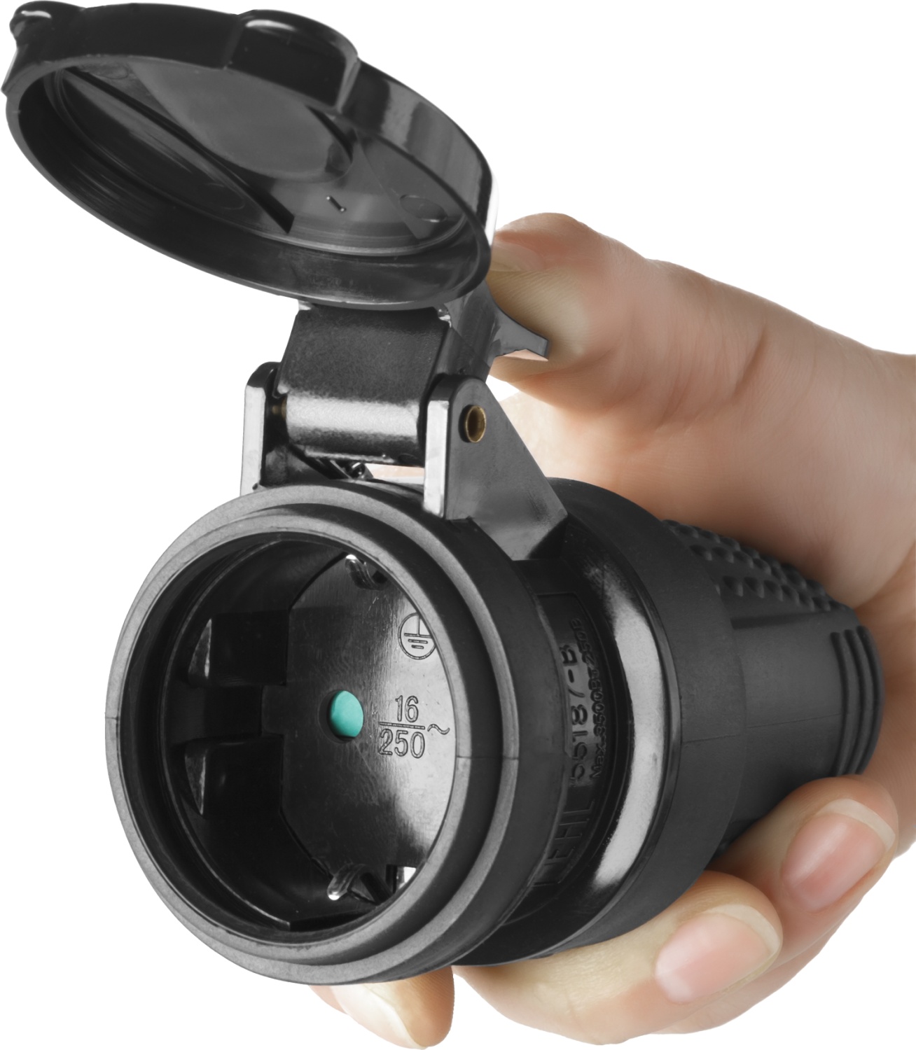 ЗУБР IP44, 16 A/220 В, обрезиненная розетка, Профессионал (55187-B)