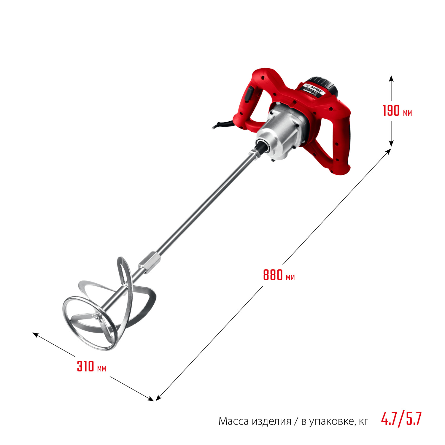 ЗУБР 1050 Вт, М14, строительный миксер, 2 скорости (МР-1050-1)