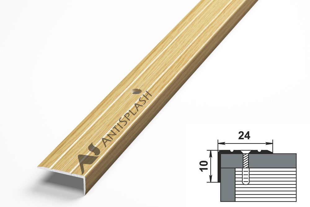 Порог алюминиевый  ПУ-01 24x10x1350 мм, дуб светлый